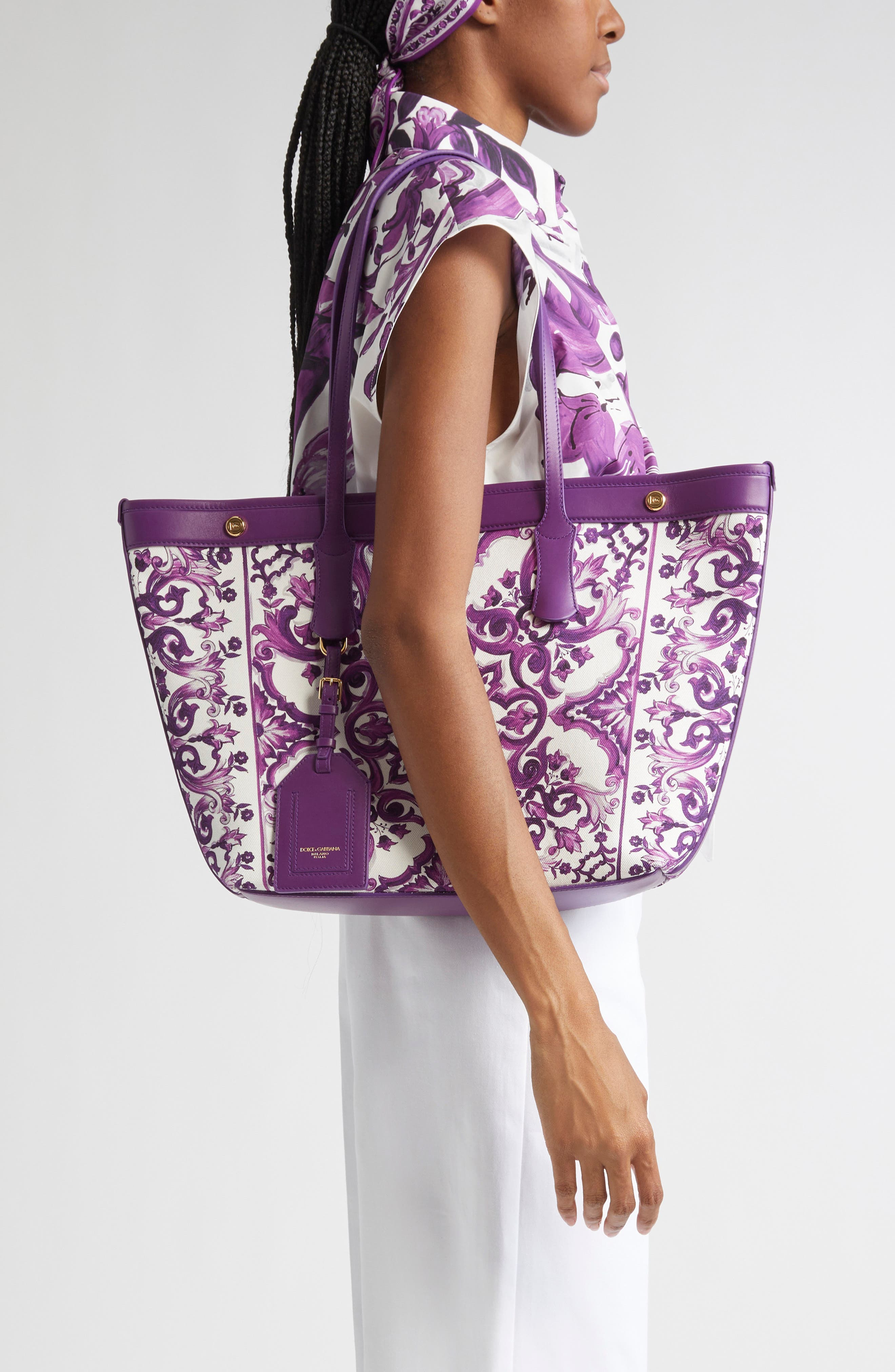 Dolce&Gabbana Atene Maiolica Tote in I23Tn Maiolica 1 Viola at Nordstrom - 2