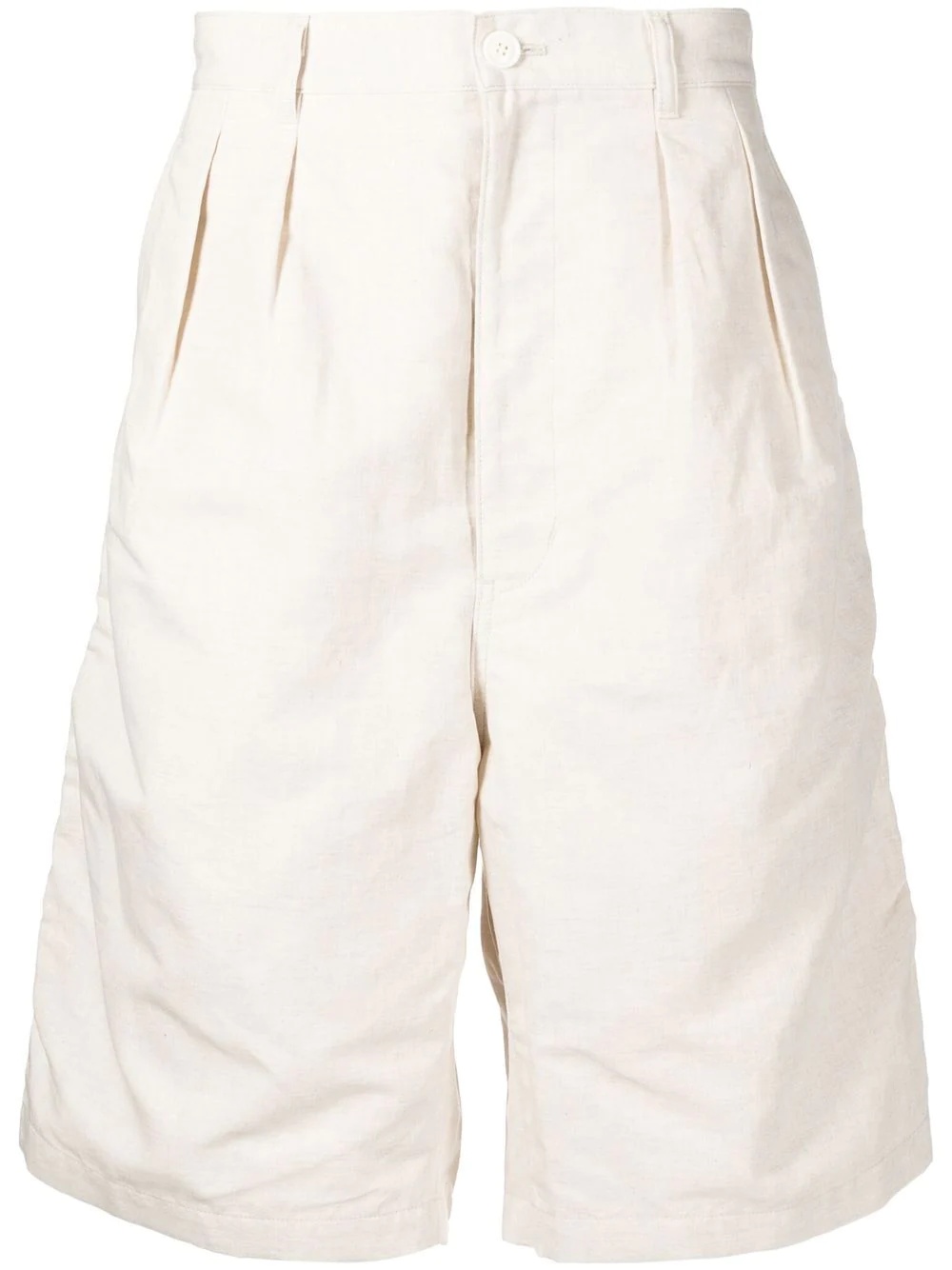 pleat-detail linen shorts - 1