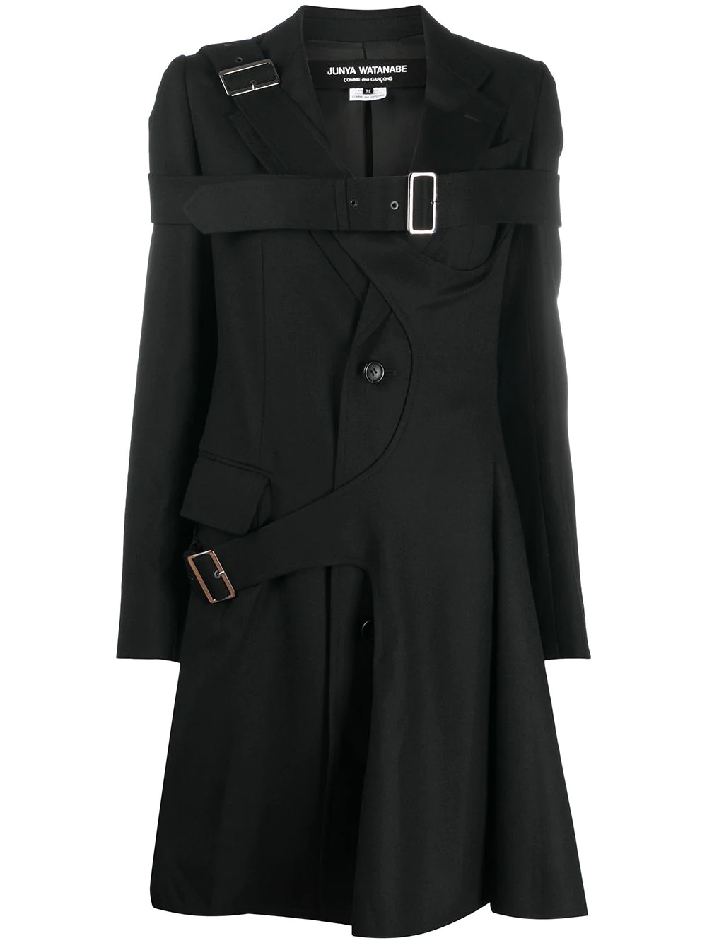 buckled strap mid-length coat - 1