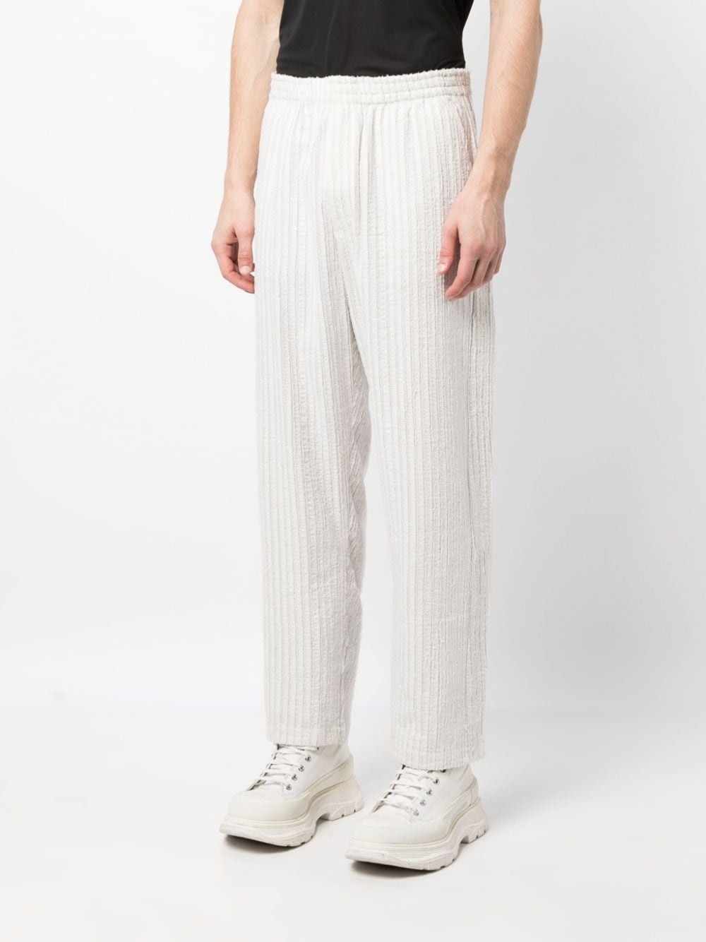 stripe-pattern cotton track pants - 3