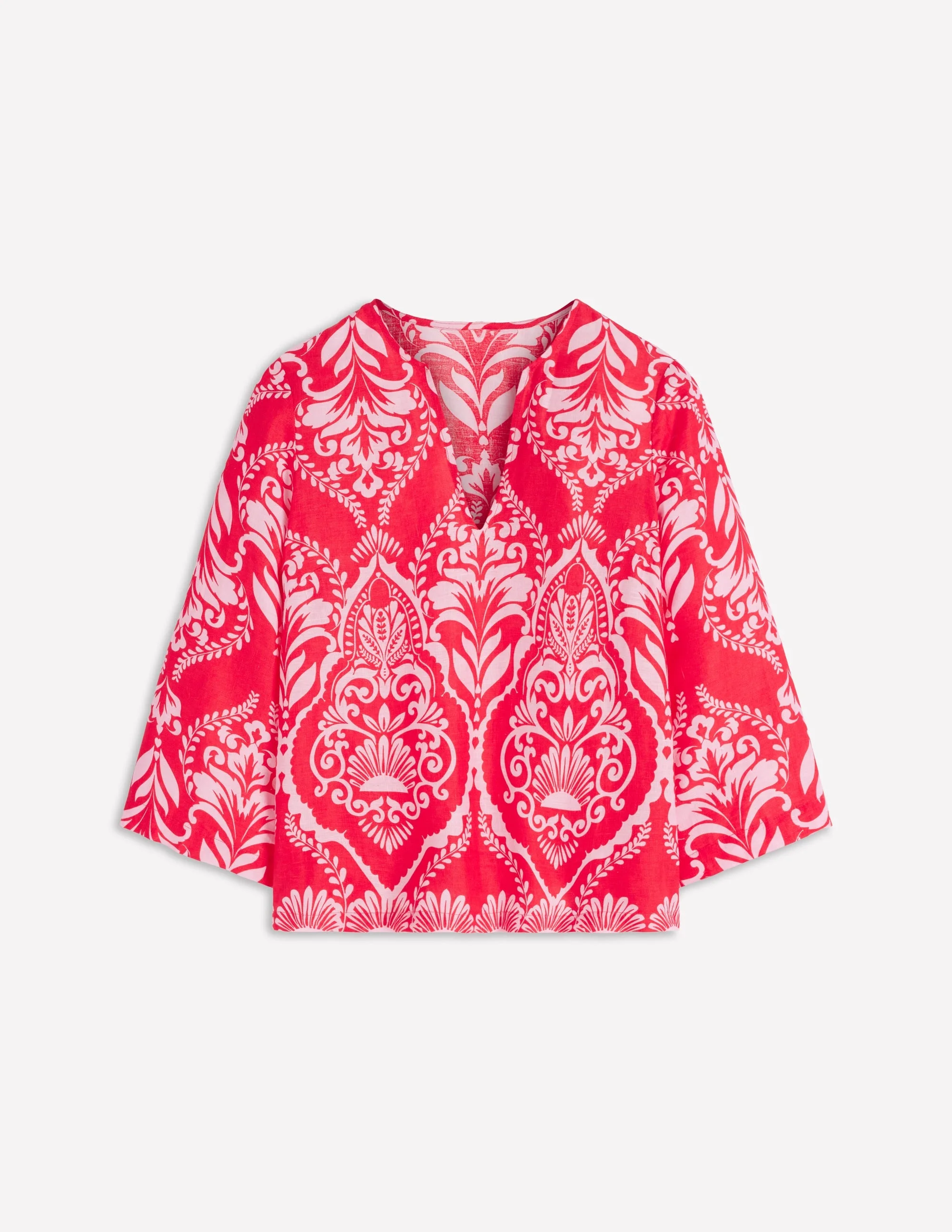 Cleo Linen Top-Red, Ornamental Garden Mono - 1