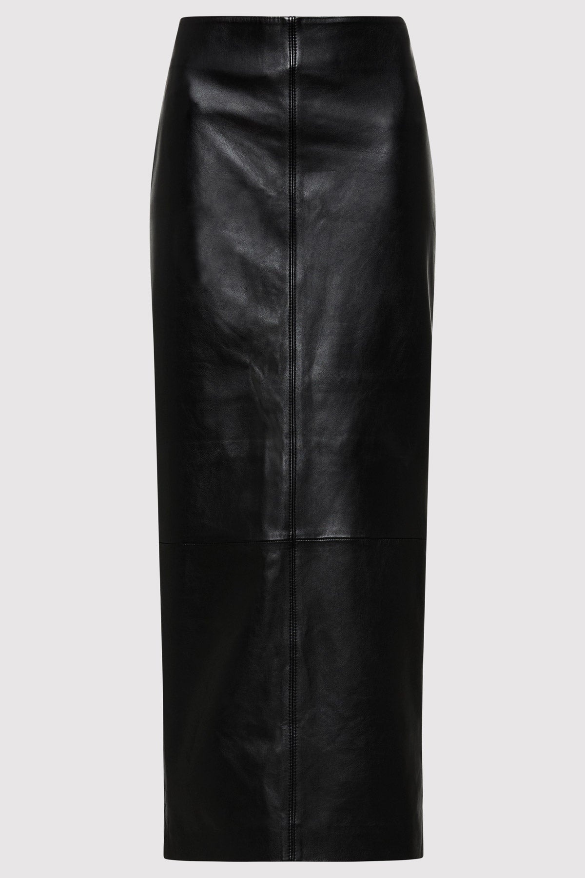 Leather Column Skirt - Black - 1