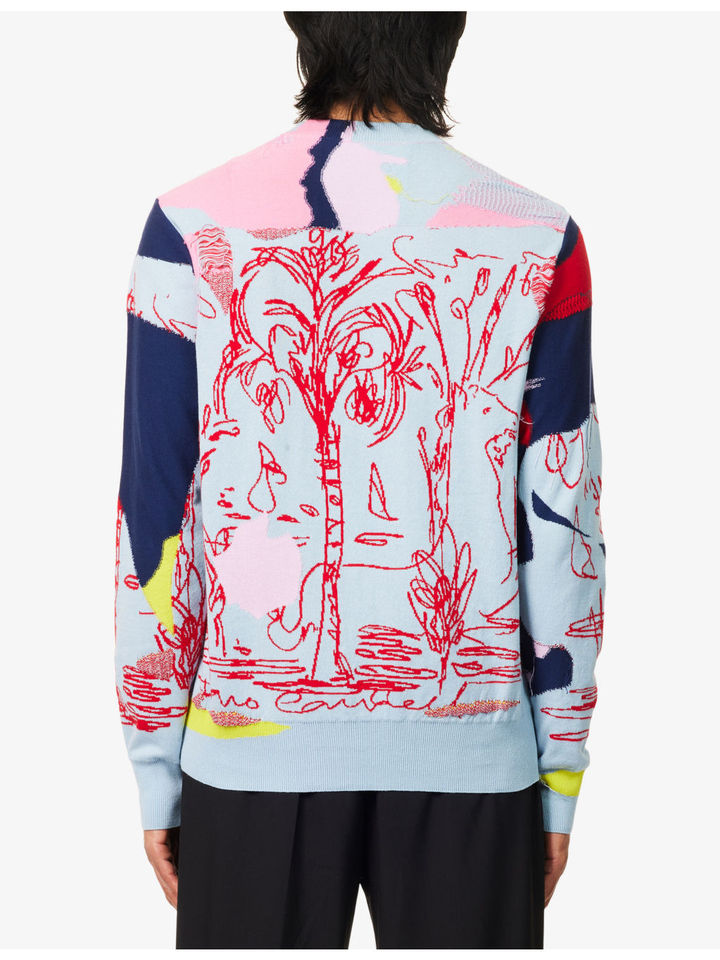 Doodle-Intarsia Crew-Neck Cotton Knitted Jumper - 4