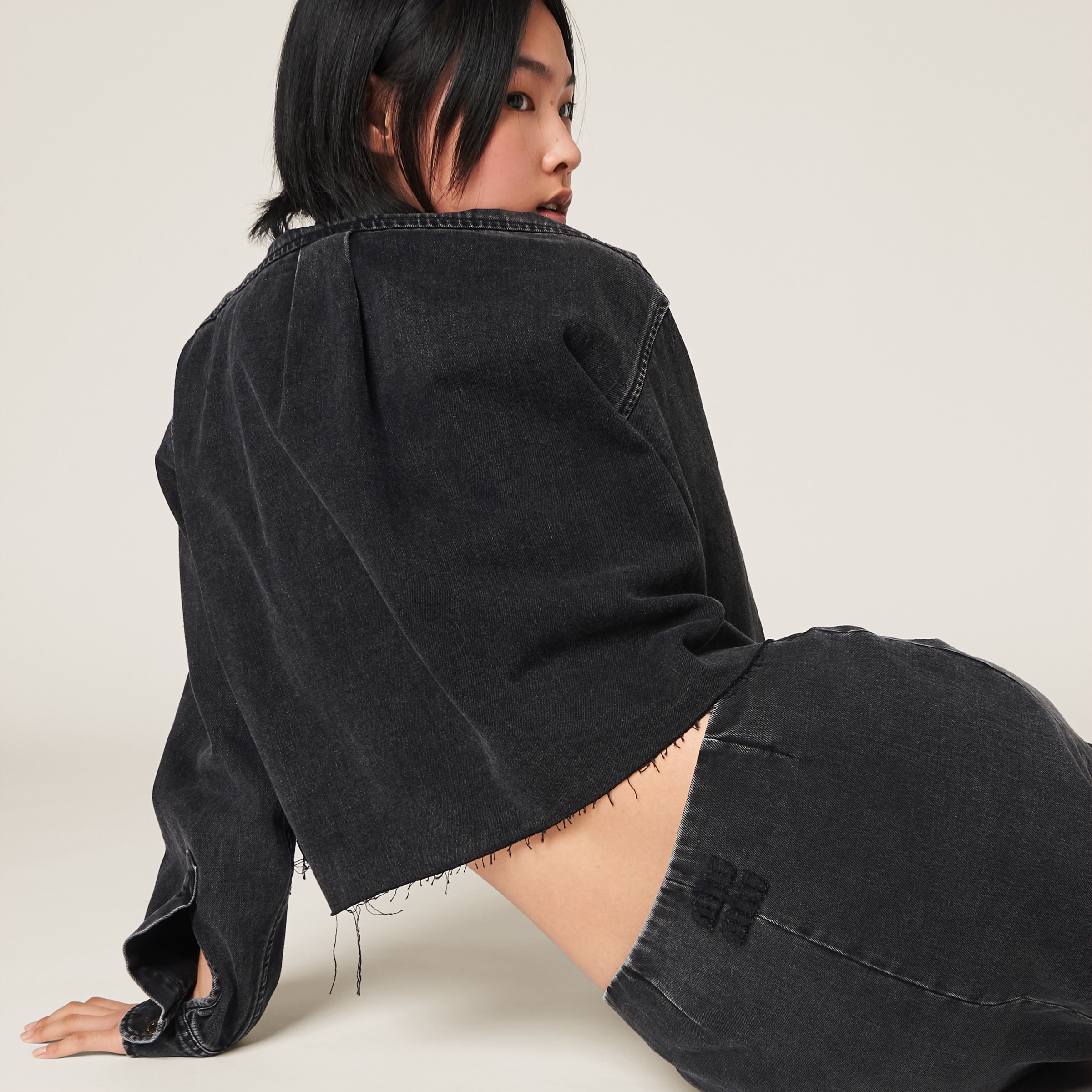 Black denim blouson jacket - 5