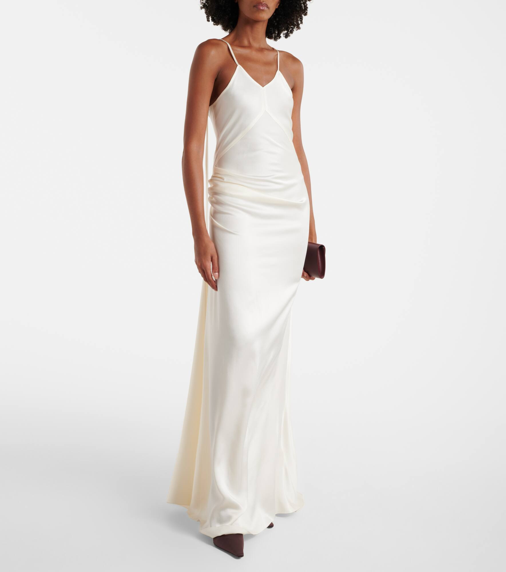 Draped crêpe satin slip dress - 2