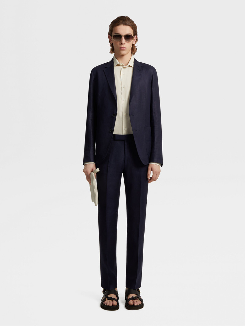 ZEGNA DARK BLUE PURE LINEN SHIRT JACKET outlook
