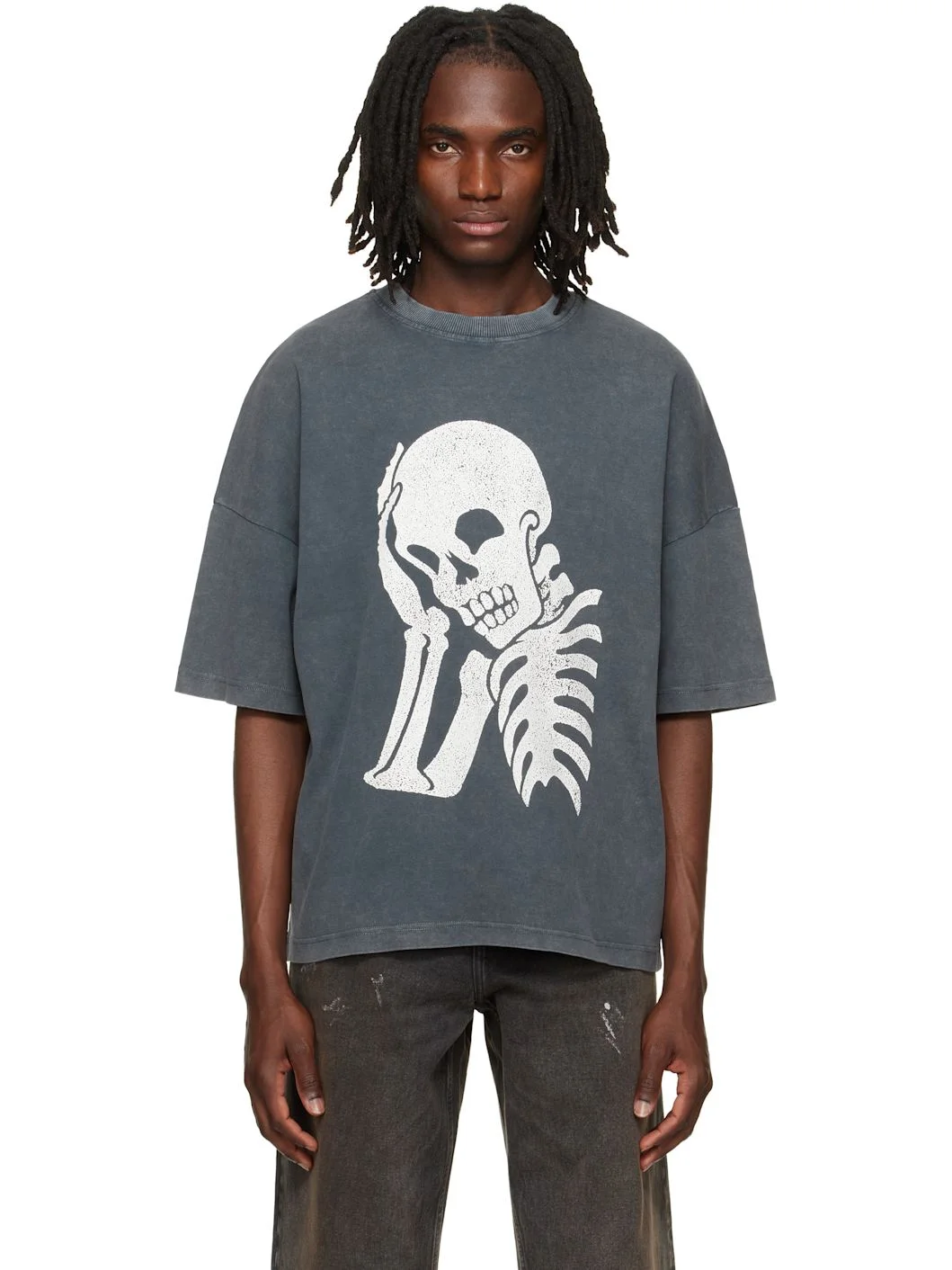 Gray Skull Loose T-shirt - 1