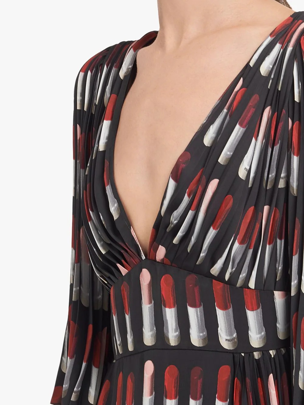 lipstick print twill dress - 5