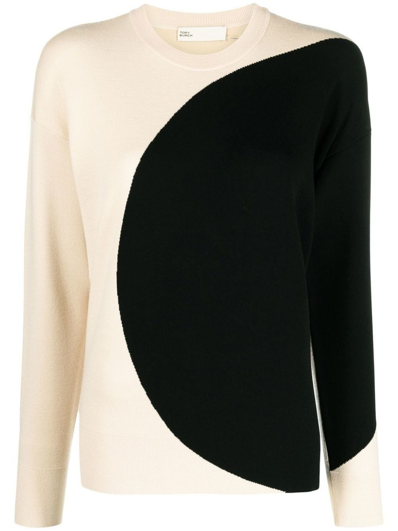 two-tone crew-neck jumper 1