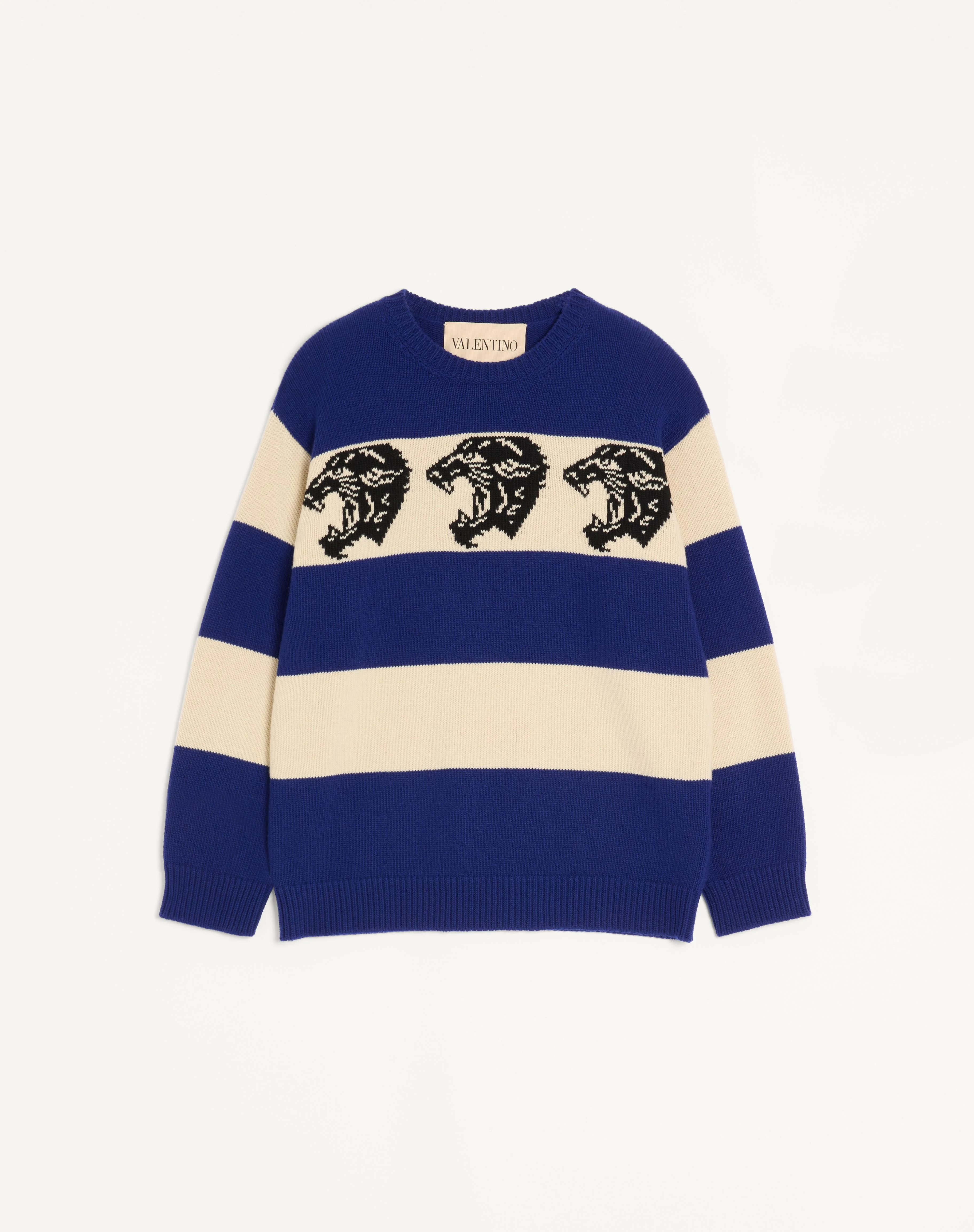 VALENTINO WOOL SWEATER WITH JACQUARD PANTHER PATTERN - 1