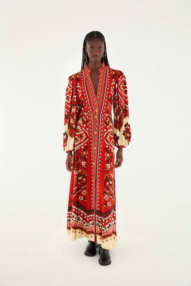 Cream Ainika Pineapple Ikat Maxi Dress 1