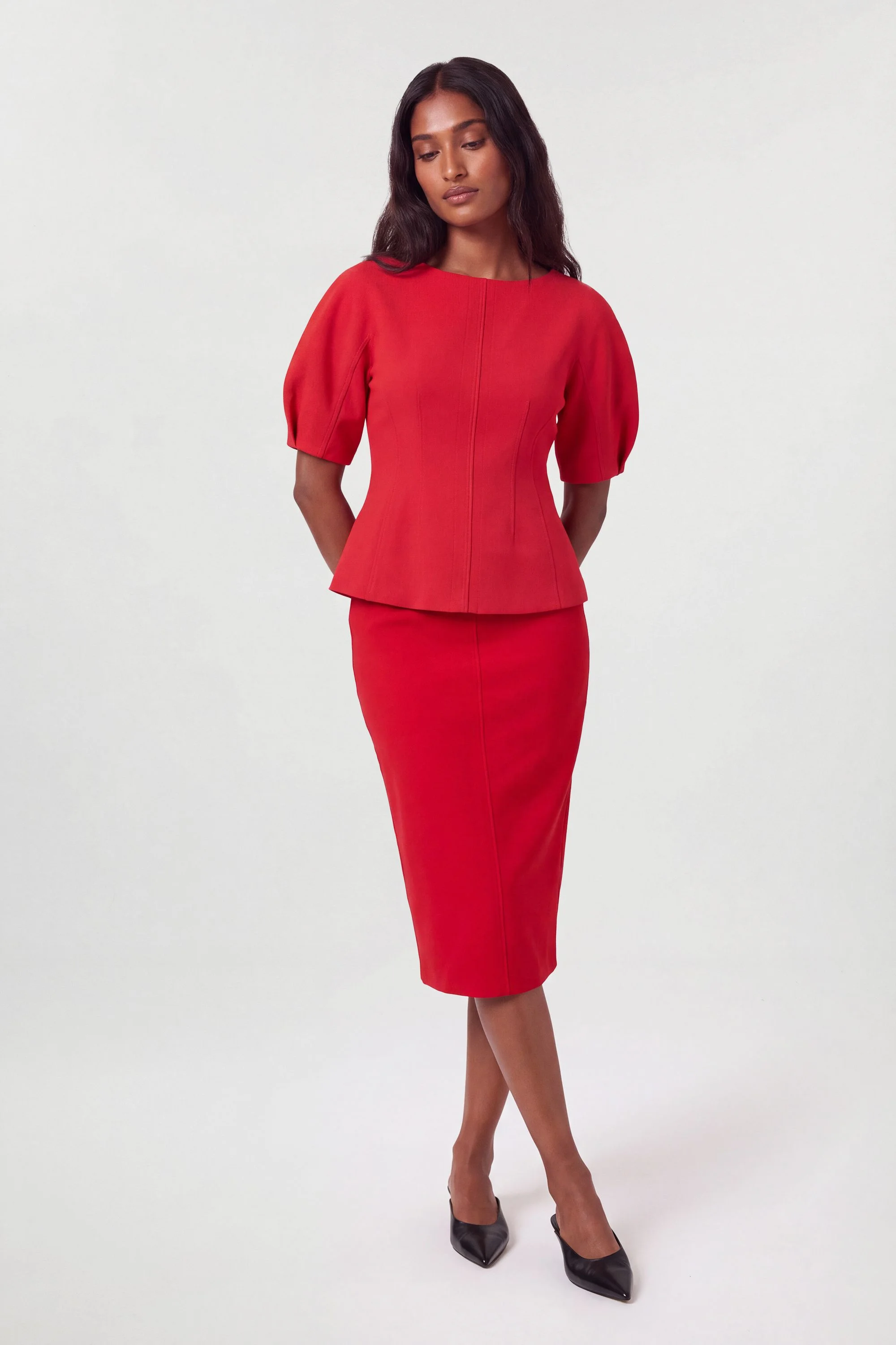 Textured Tailored Rounded Top - 1