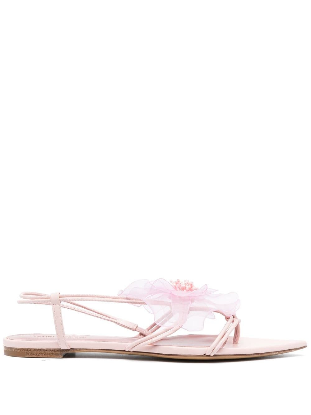 faux-flower leather sandals - 1