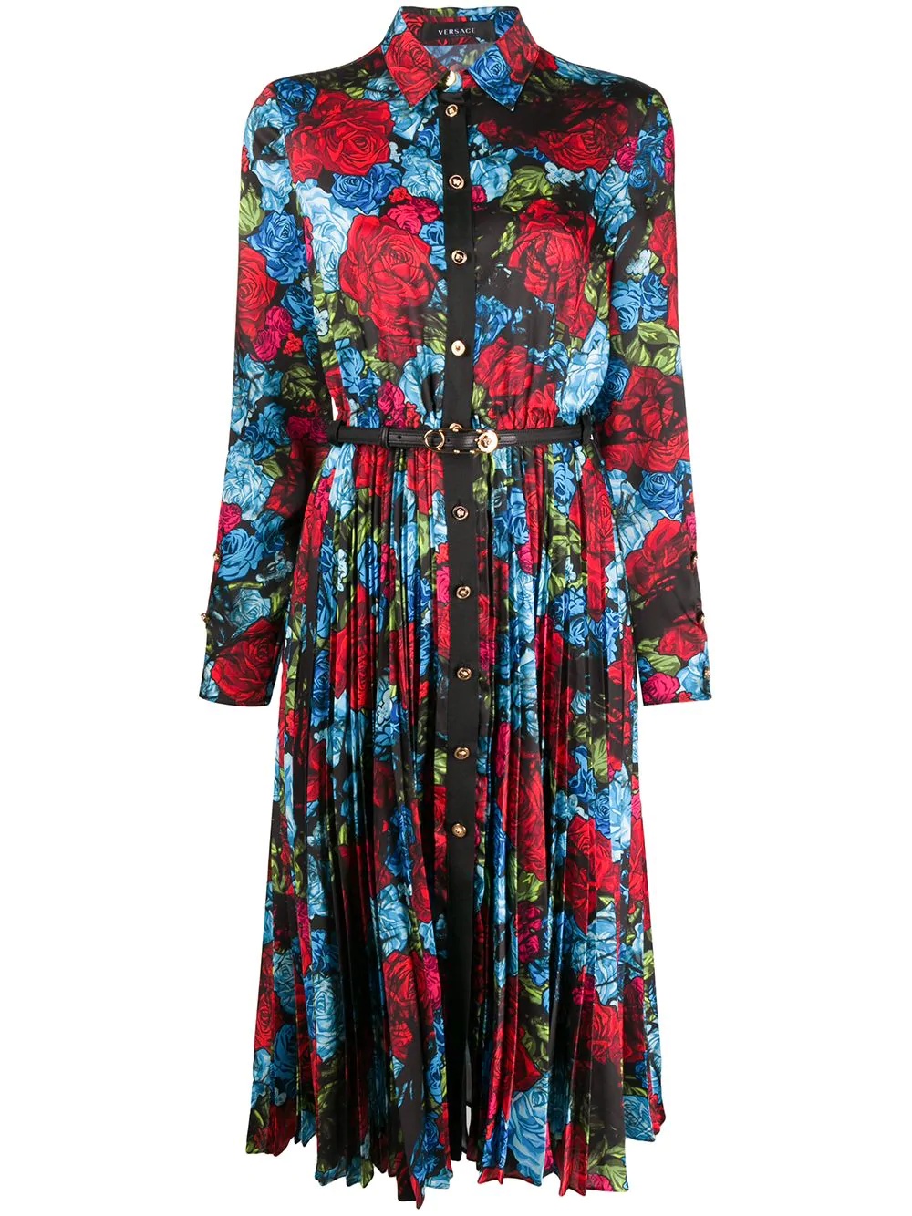 rose-print shirtdress - 1