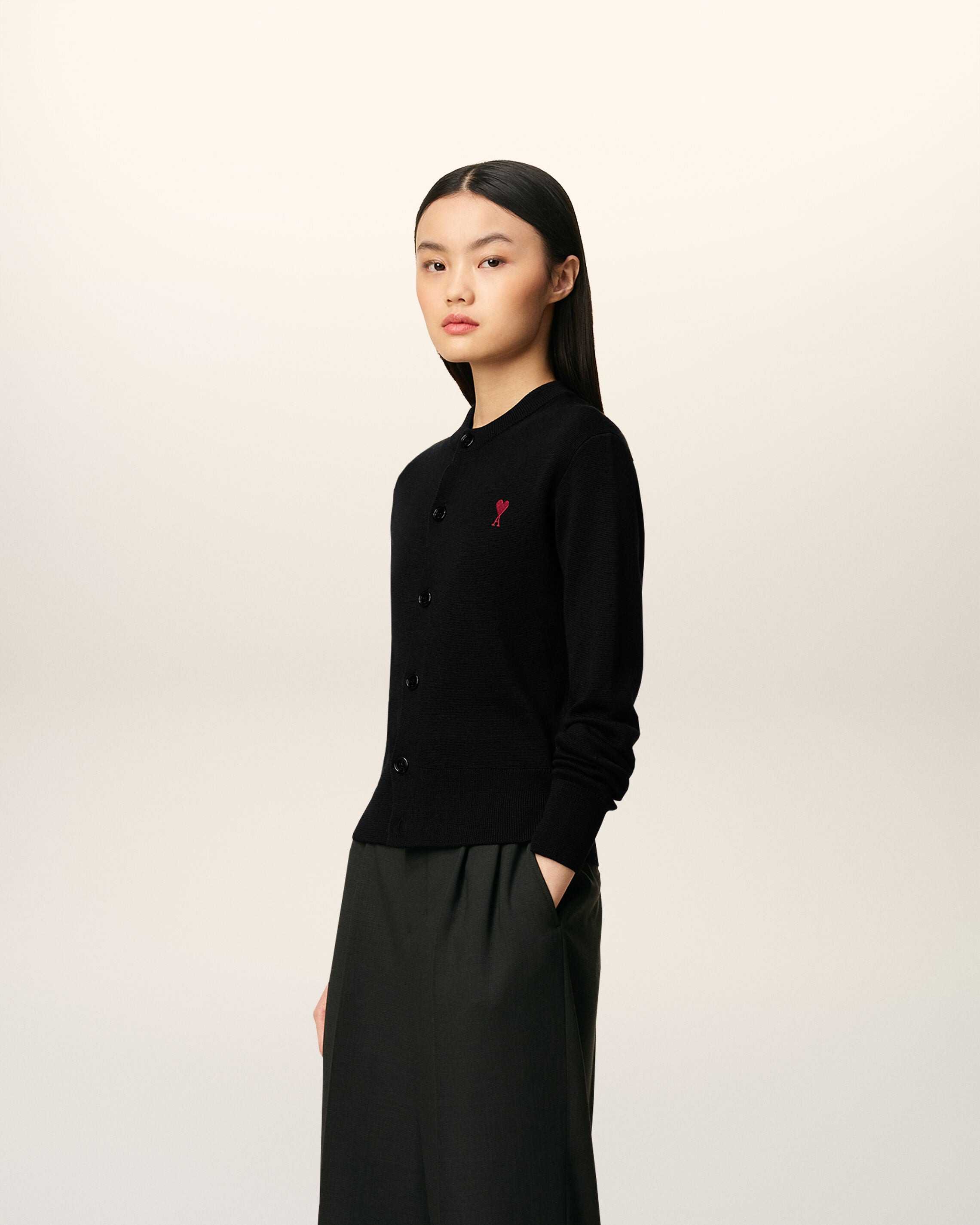 BLACK WOOL AMI DE COEUR CARDIGAN - 6