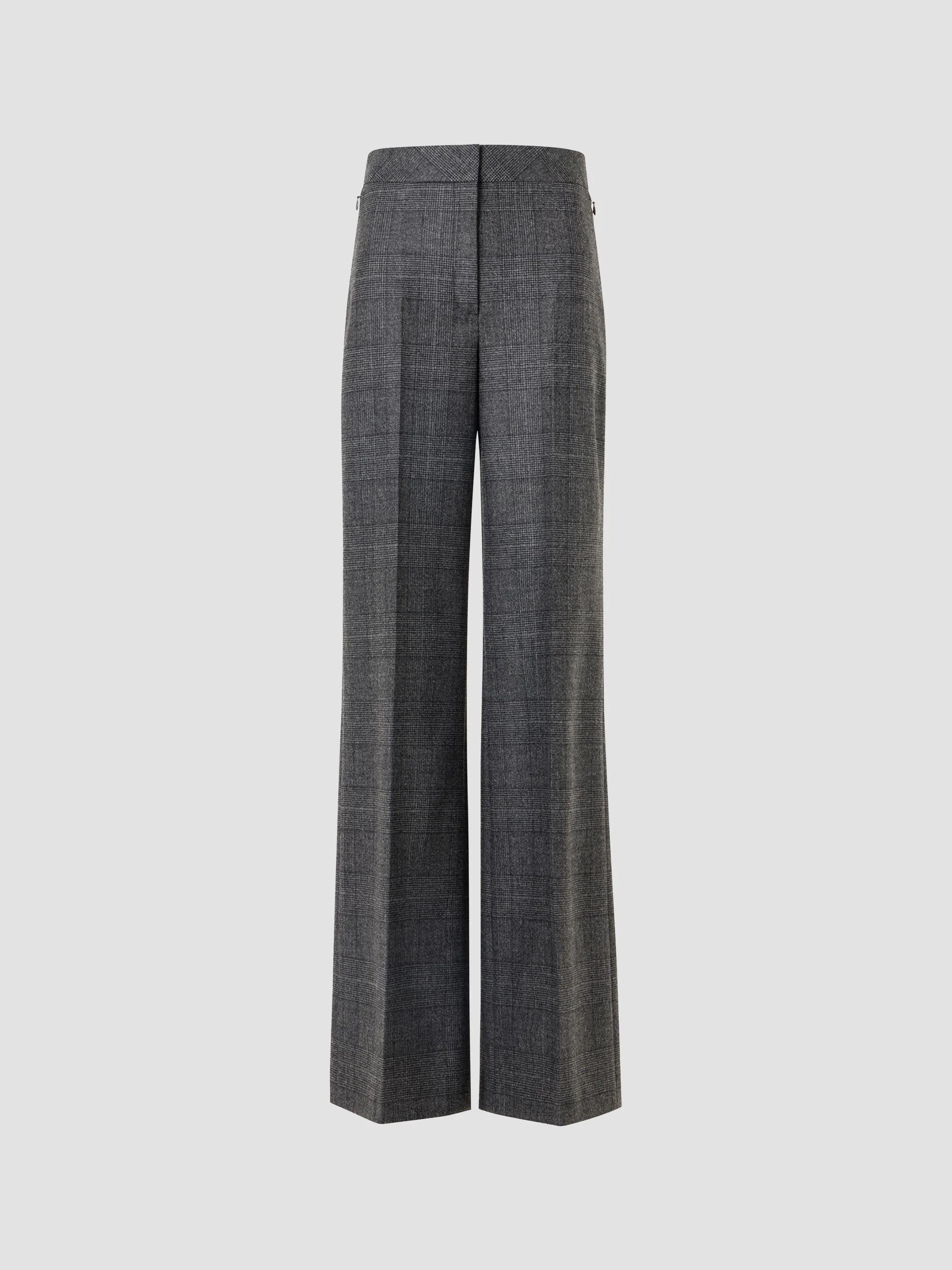 Women's Fior Plaid Stretch-Wool Straight-Leg Pants - Charcoal - 1