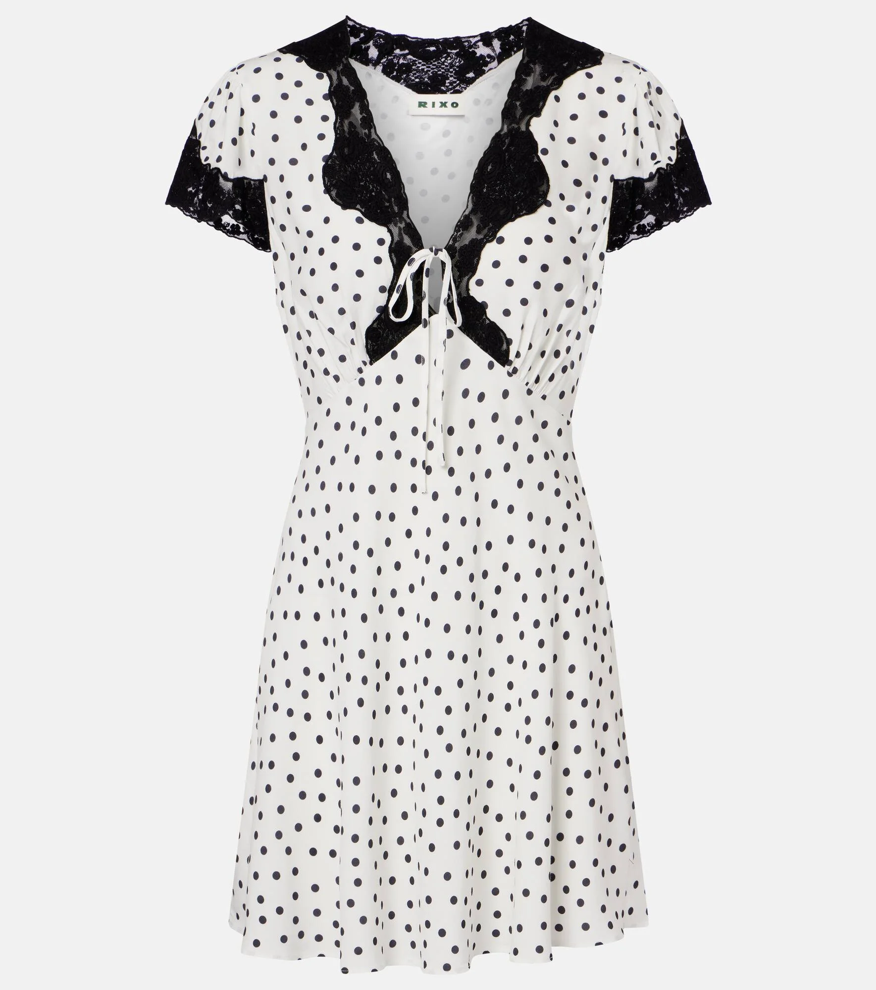 Polka-dot lace-trimmed minidress - 1