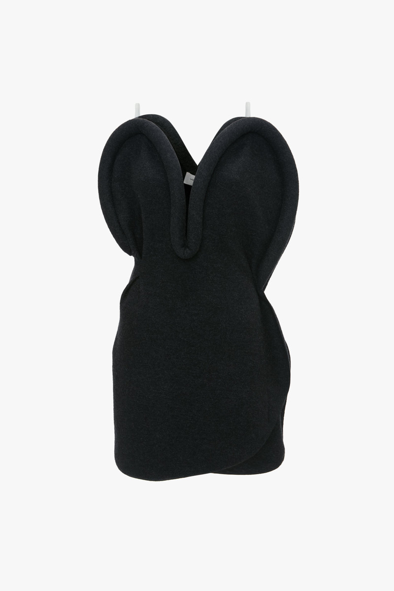 Padded Tube Detail Heart Mini Dress In Charcoal - 1