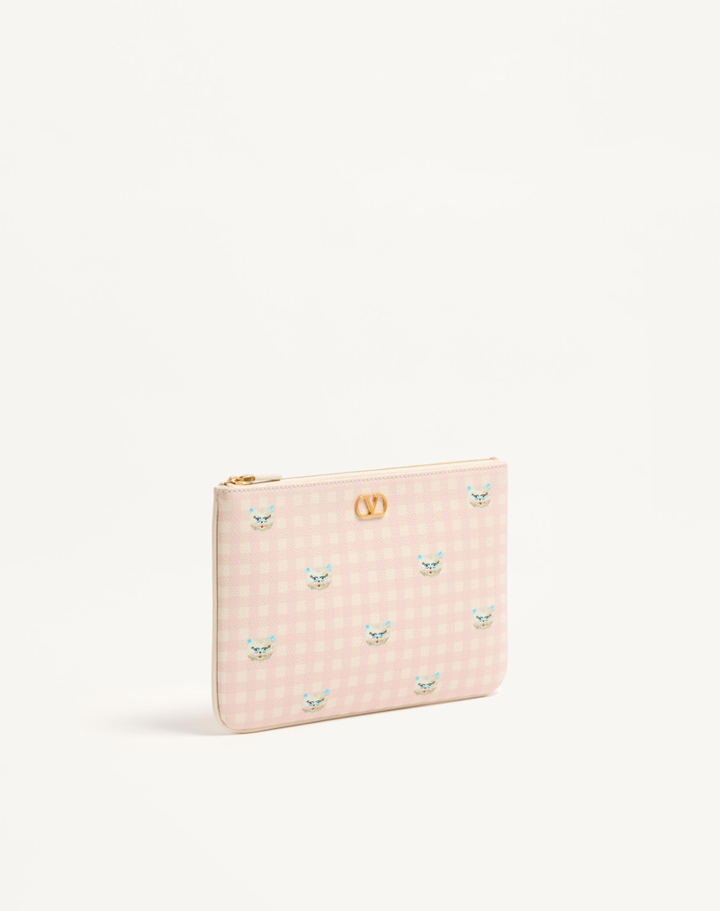 VLOGO SIGNATURE CLUTCH BAG IN LE CHAT DE LA MAISON GRAINY CALFSKIN 3