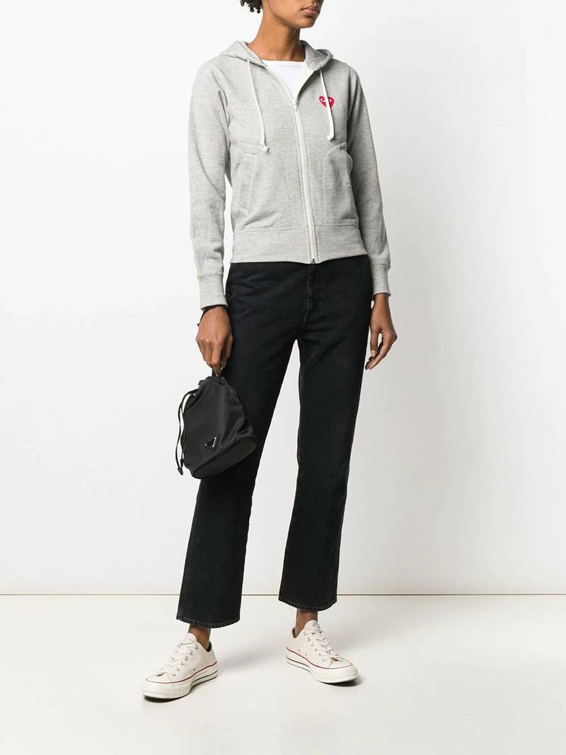 Comme des Garçons PLAY zipped almond eye heart hoodie outlook