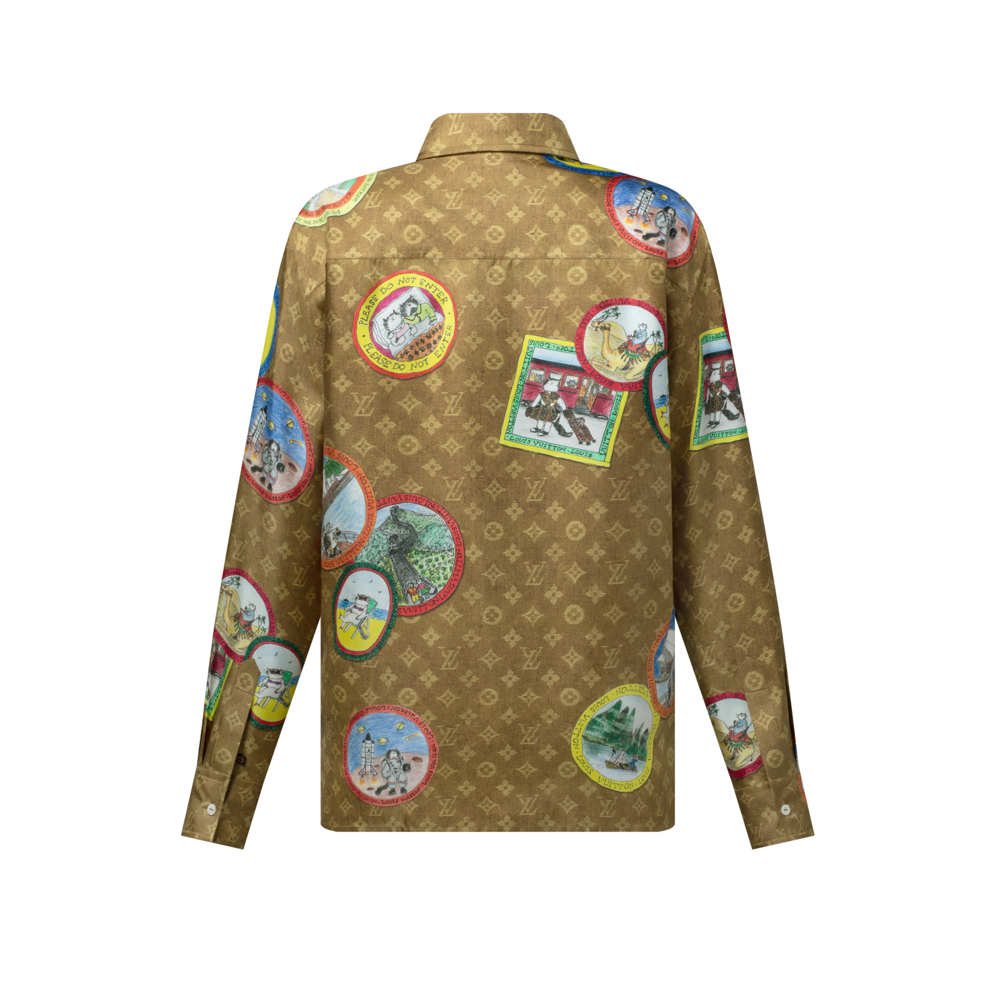 Monogram Cat Stamp Silk Shirt - 3