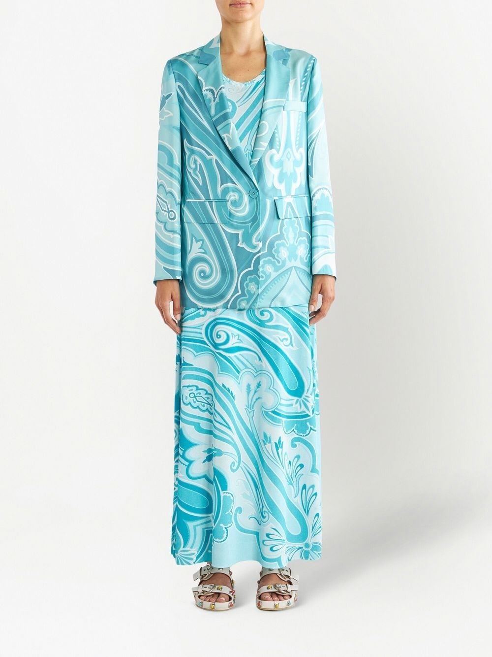 swirl-print silk blazer - 2