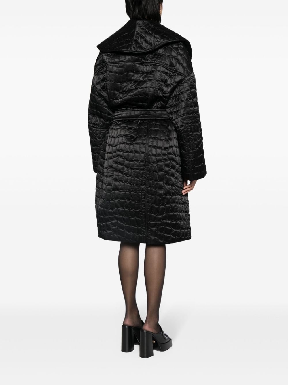 crocodile-pattern quilted coat - 4