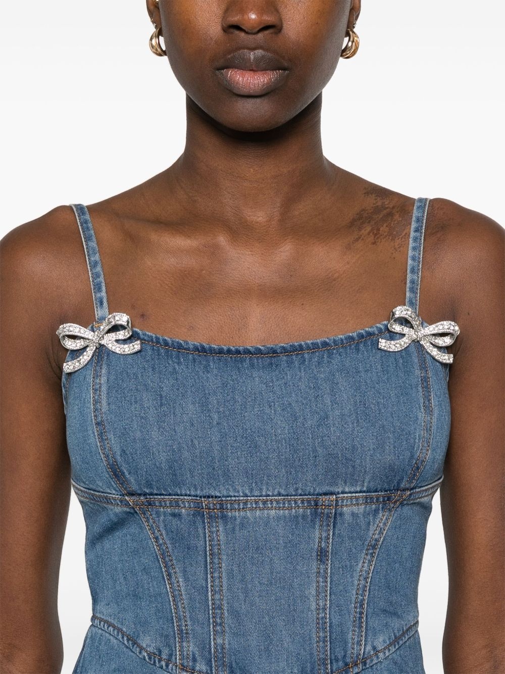 denim flared mini dress - 5