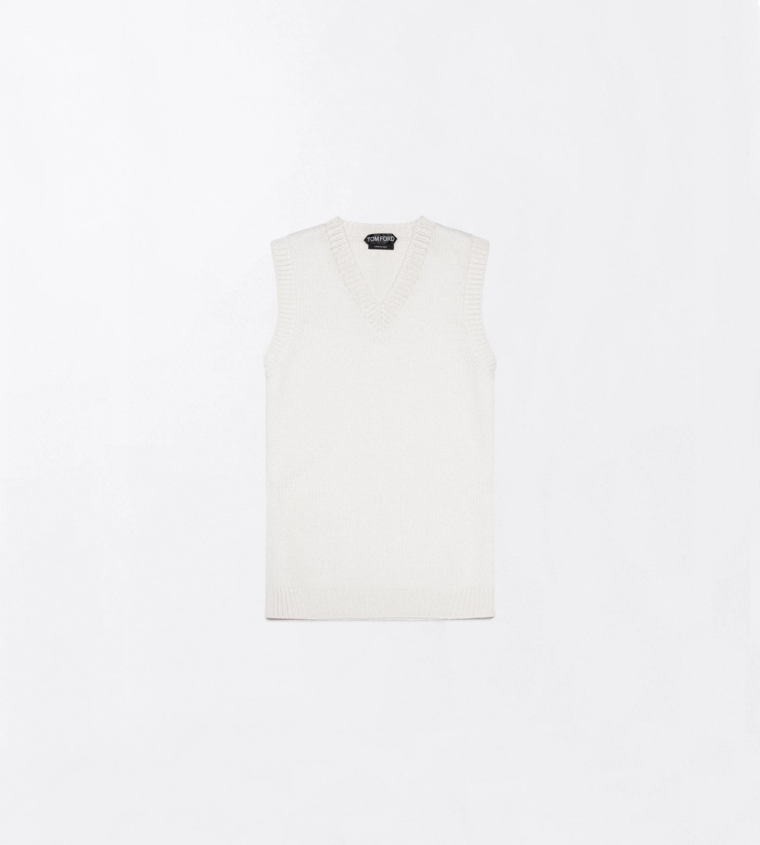 VINTAGE WASHED WOOL BLEND SHRUNKEN V-NECK VEST - 1