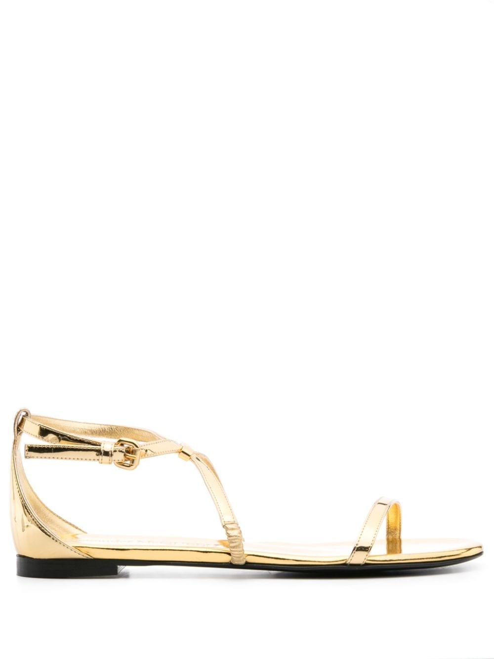 logo-plaque metallic sandals - 1