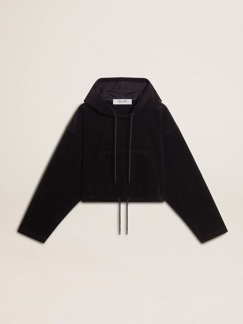 Women’s black chenille sweatshirt with embroidery on the back 1