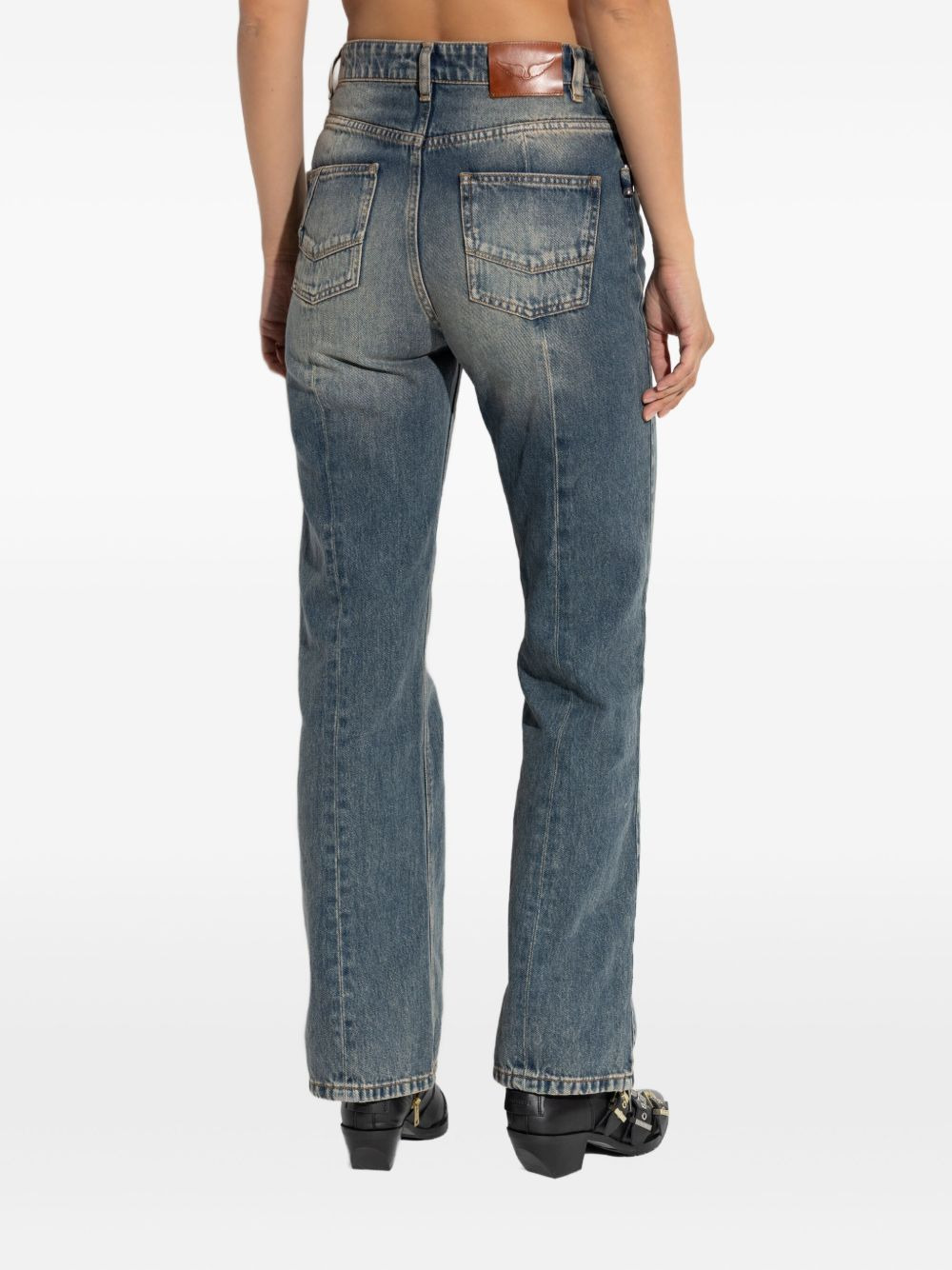 faded straight-leg jeans - 4
