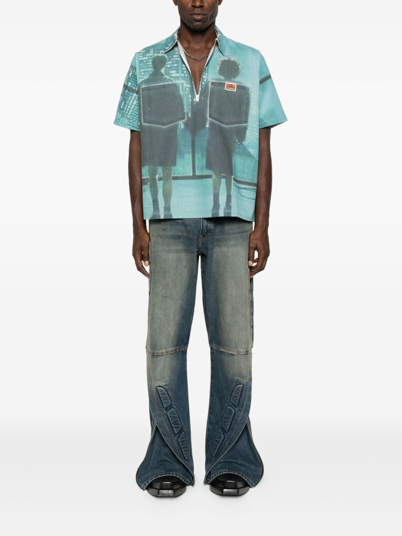 SATOSHI NAKAMOTO graphic-print half-zip polo shirt outlook