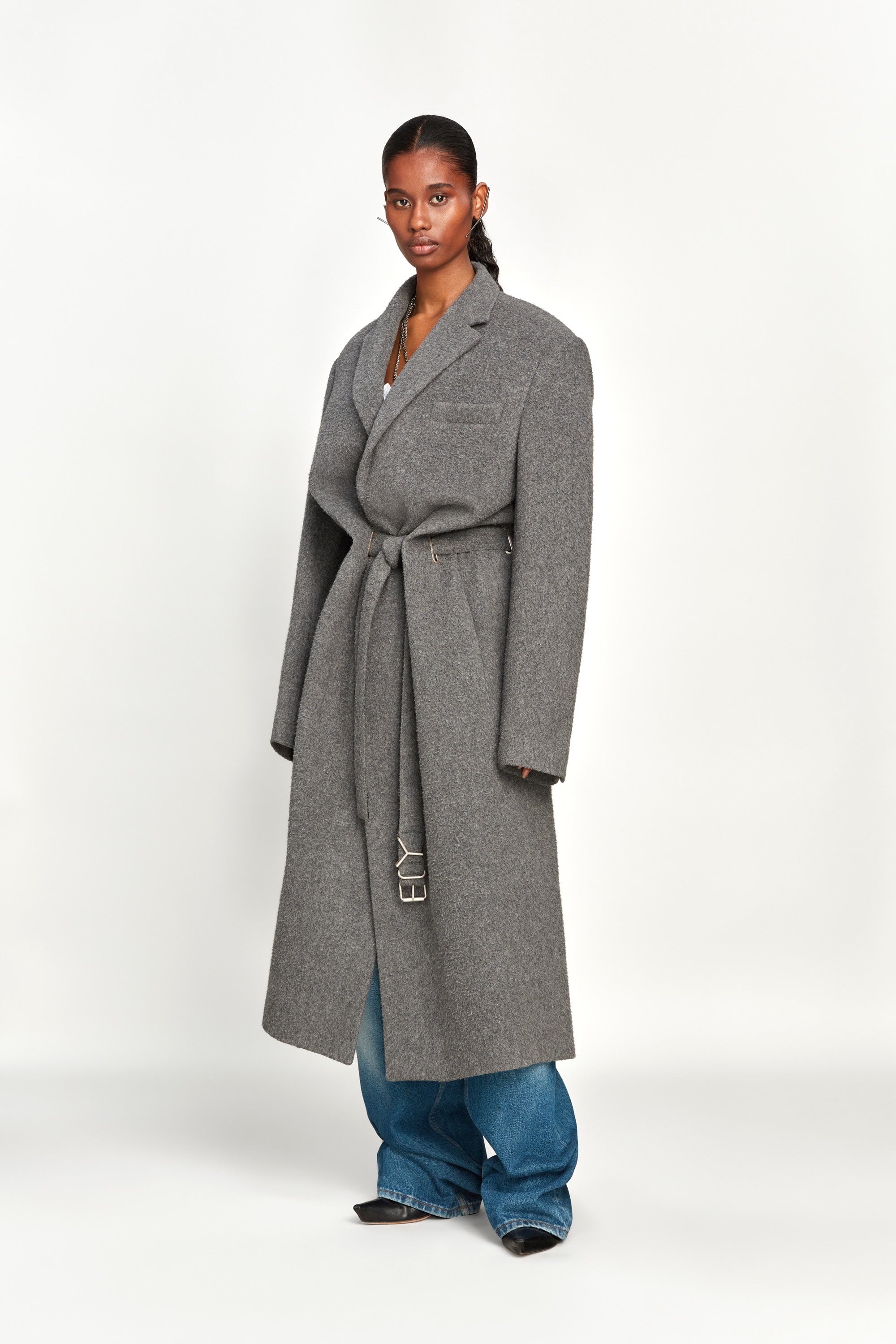 Y Belt Brushed Wool Coat - 5