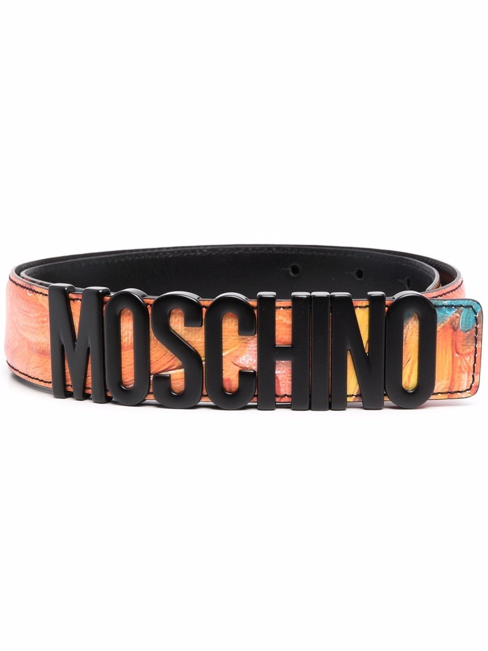 logo-lettering leather belt - 1