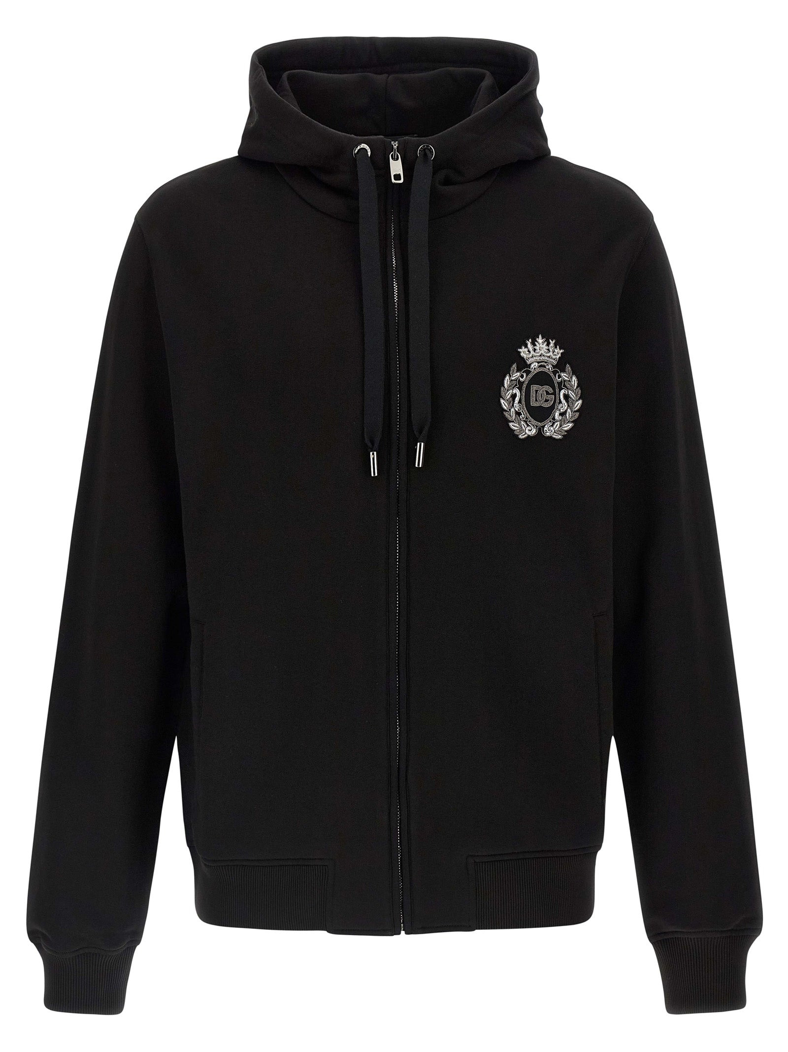 Heraldic Patch Hoodie Sweatshirt Black - 1