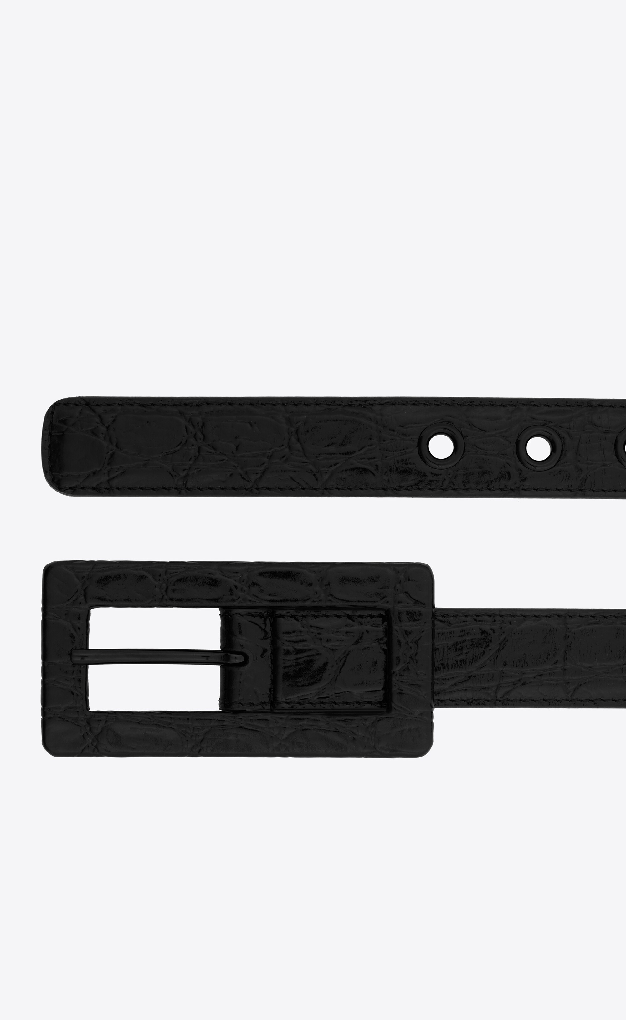 rectangular buckle belt in crocodile-embossed leather - 2