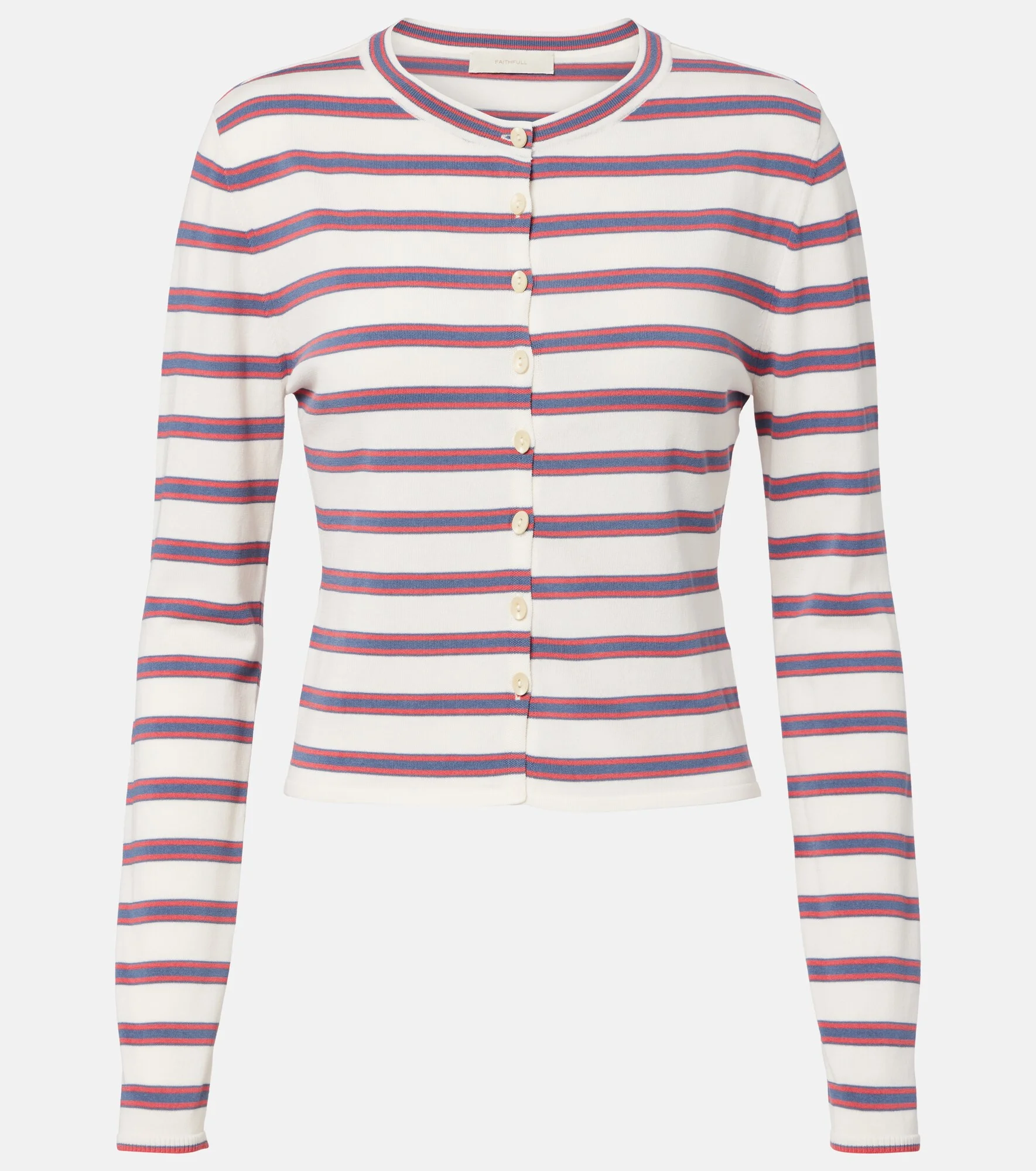 Cinta striped cotton-blend cardigan - 1