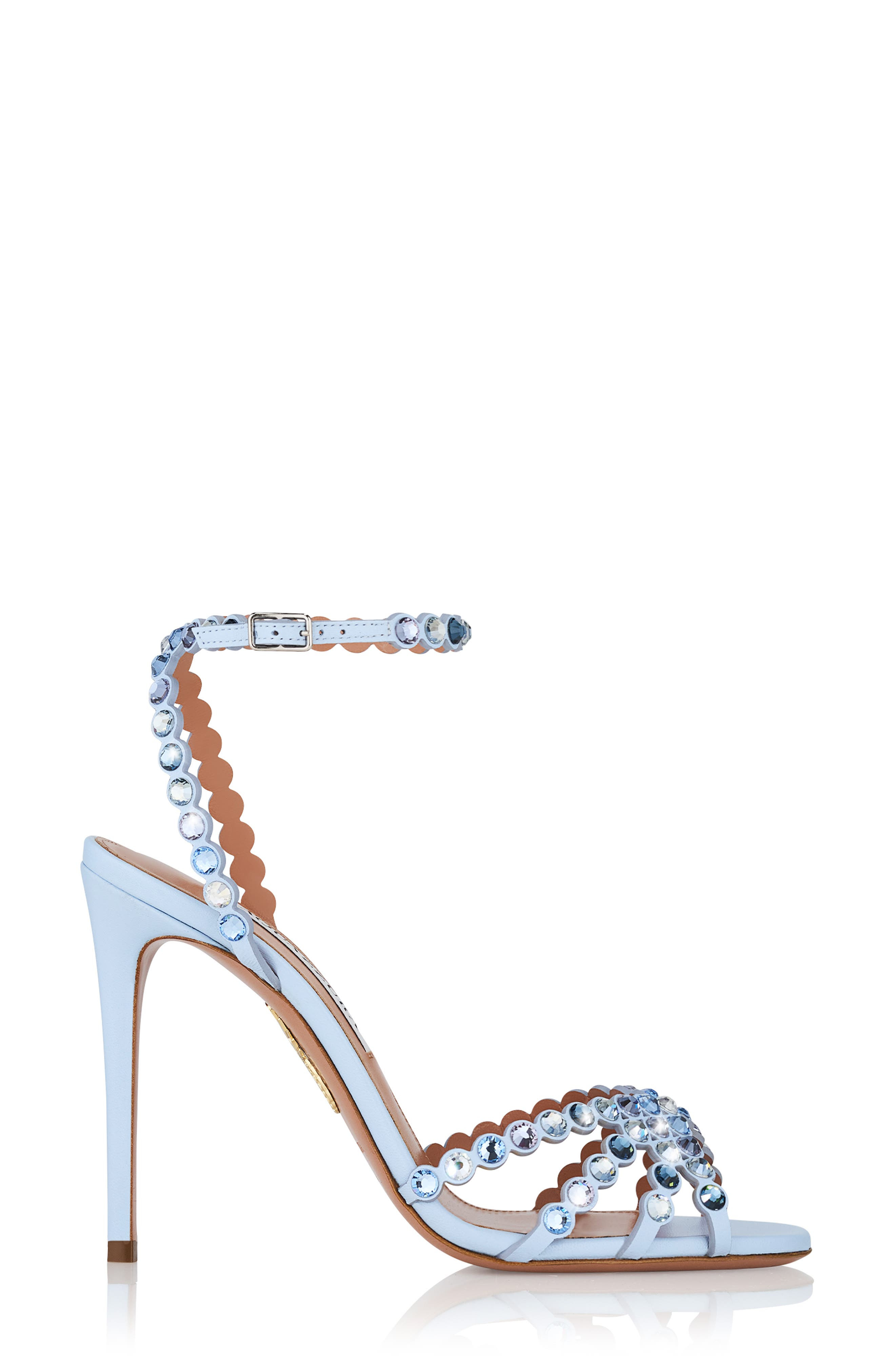 Aquazzura Tequila Crystal Ankle Strap Sandal in Baby Blue at Nordstrom - 4