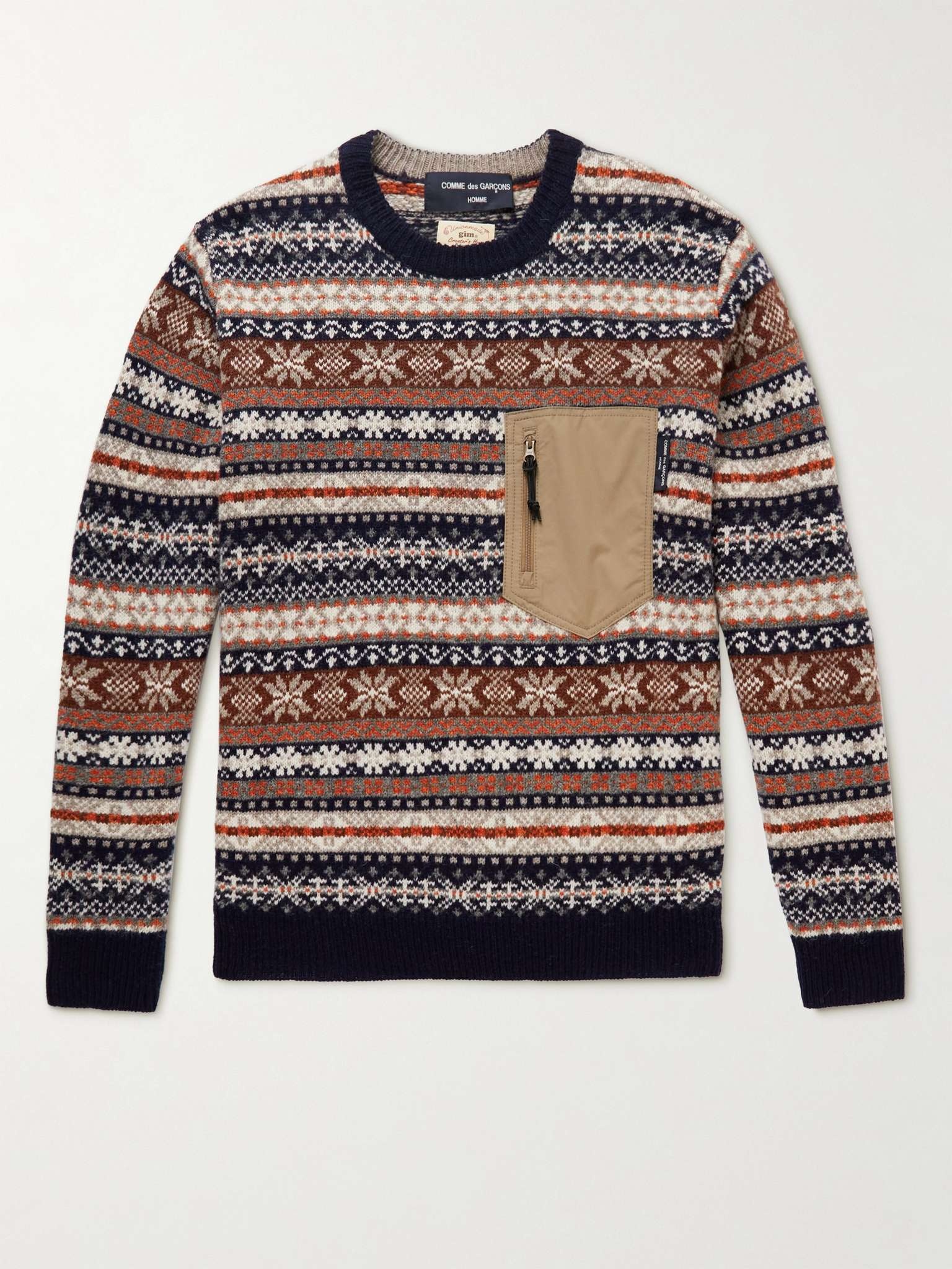 Shell-Trimmed Fair Isle Wool Sweater - 1