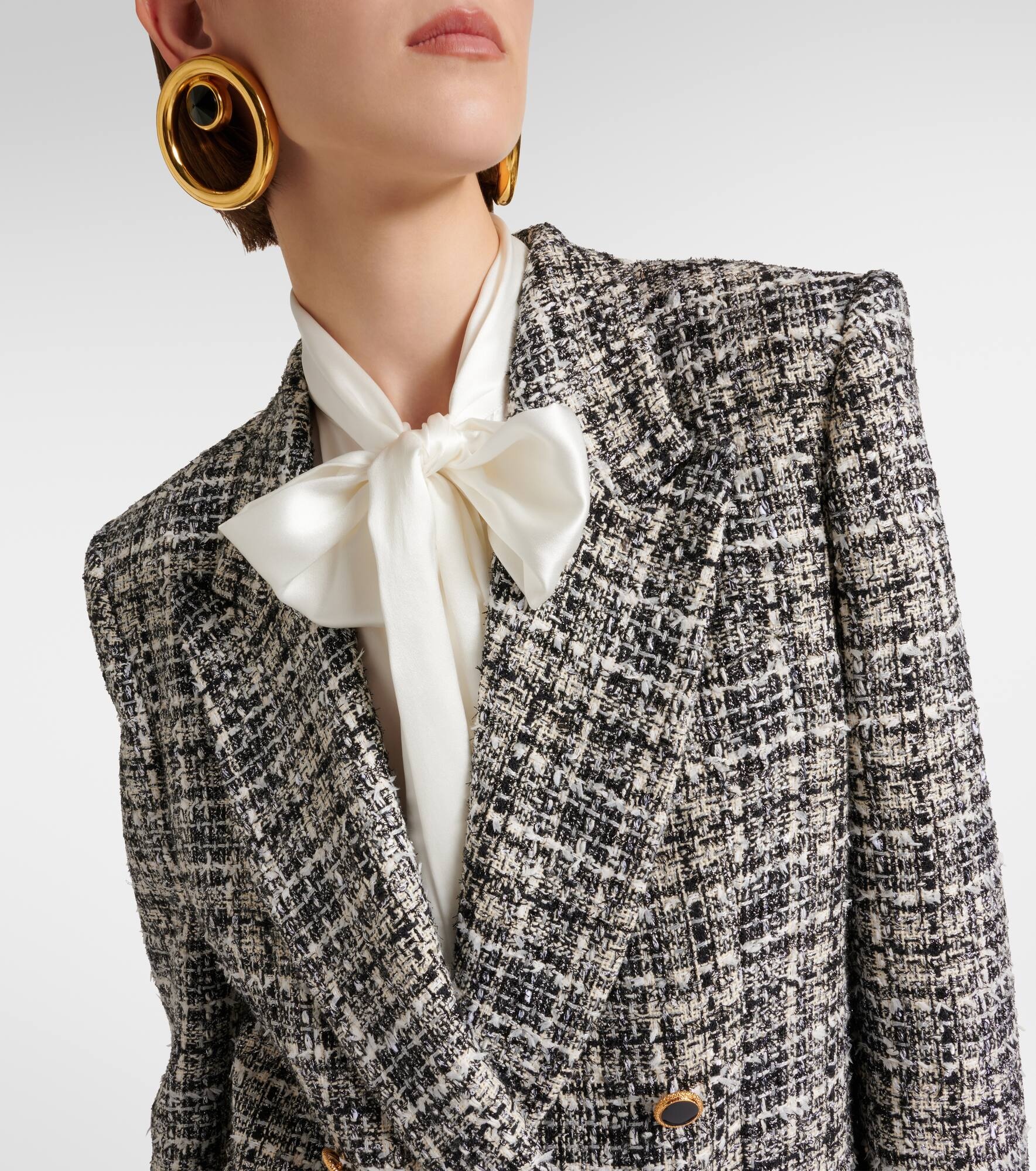 Wool lamé tweed blazer - 4