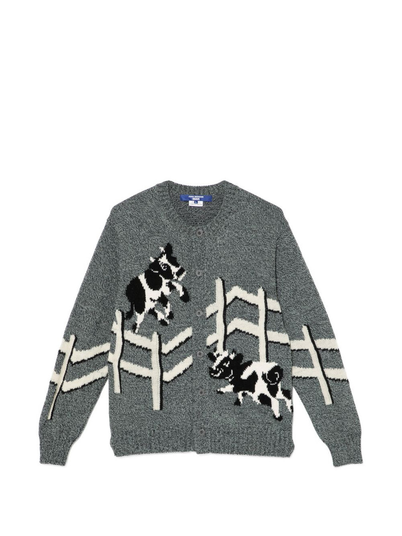cow-appliqué cardigan 1
