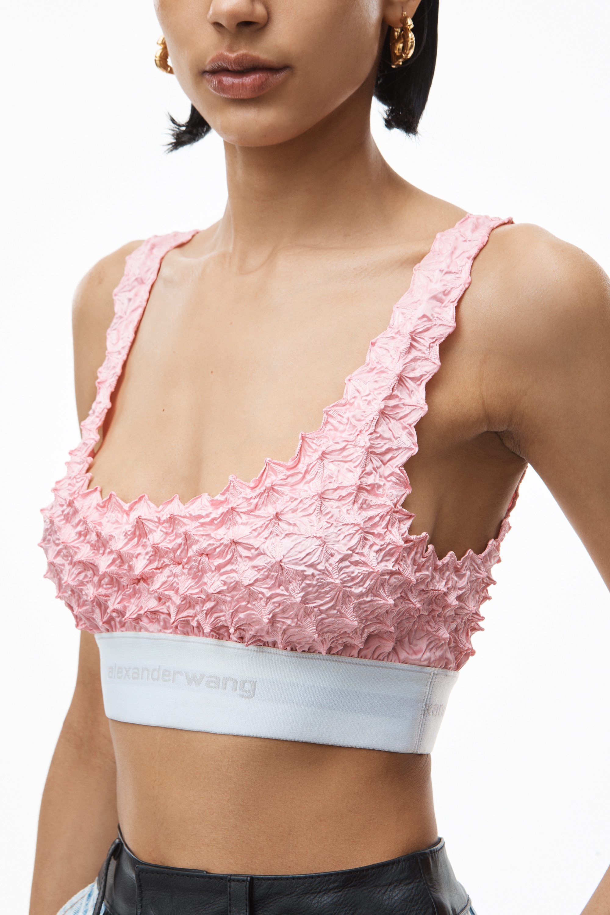 LOGO ELASTIC BAND BRA IN SHIBORI SATIN - 5