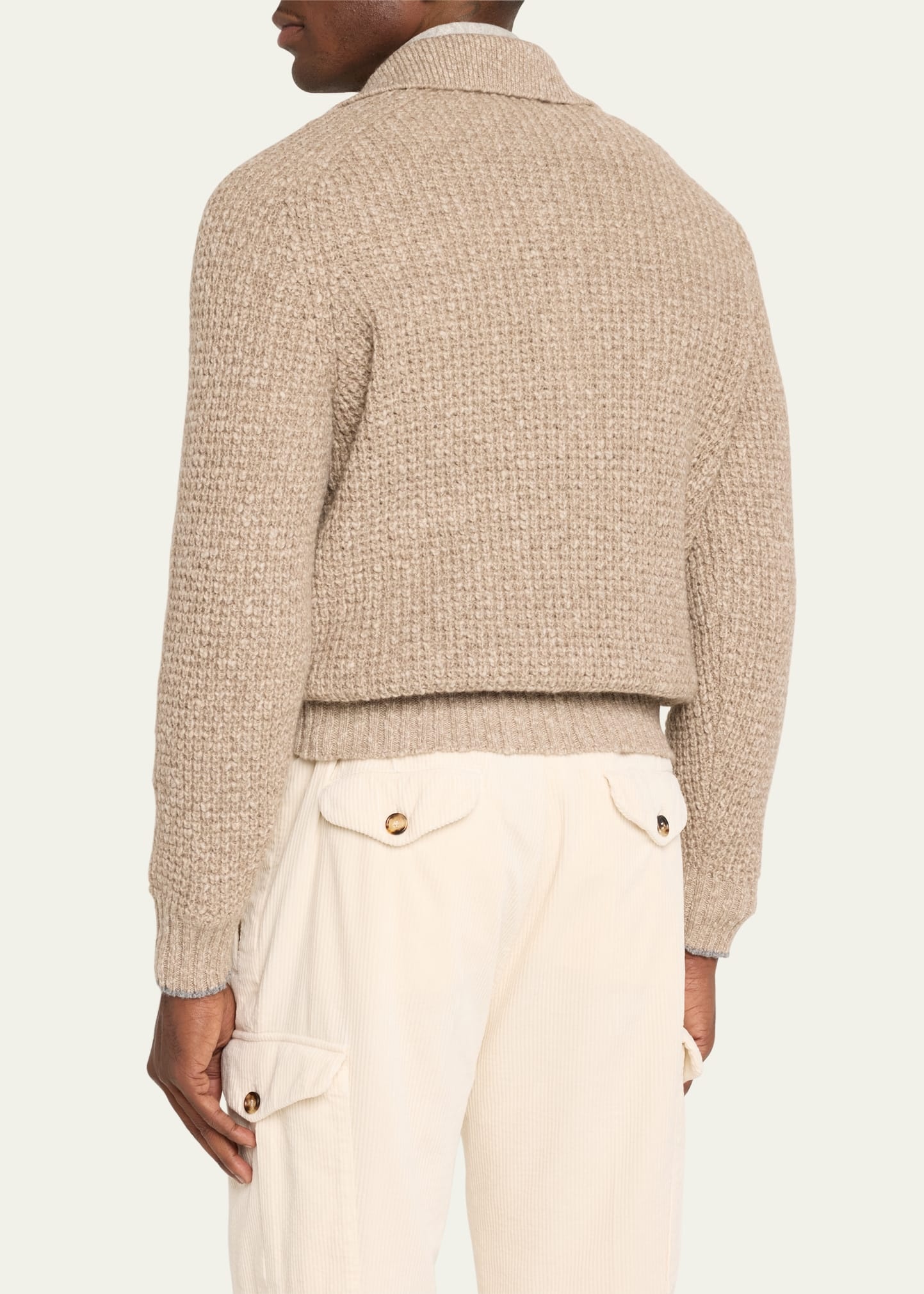 Men's Wool and Cashmere Knit Polo Sweater - 3