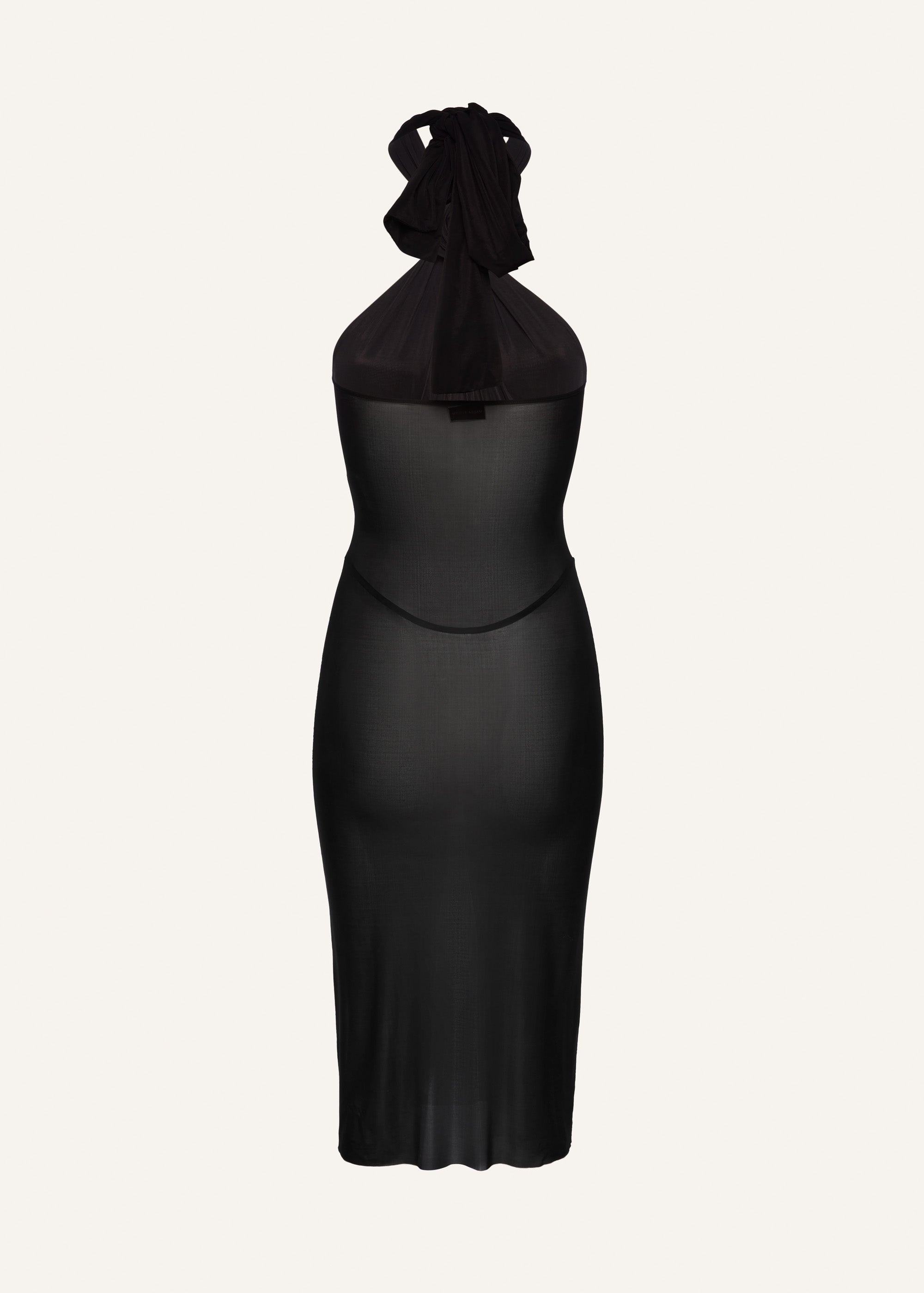 Sheer halter bustier midi dress in black - 2