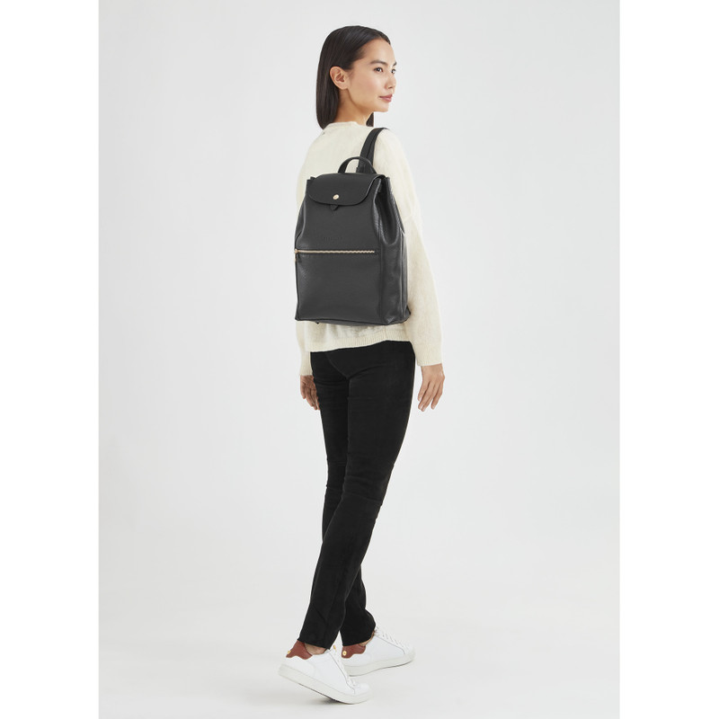 Longchamp Le Foulonné Backpack Black - Leather outlook