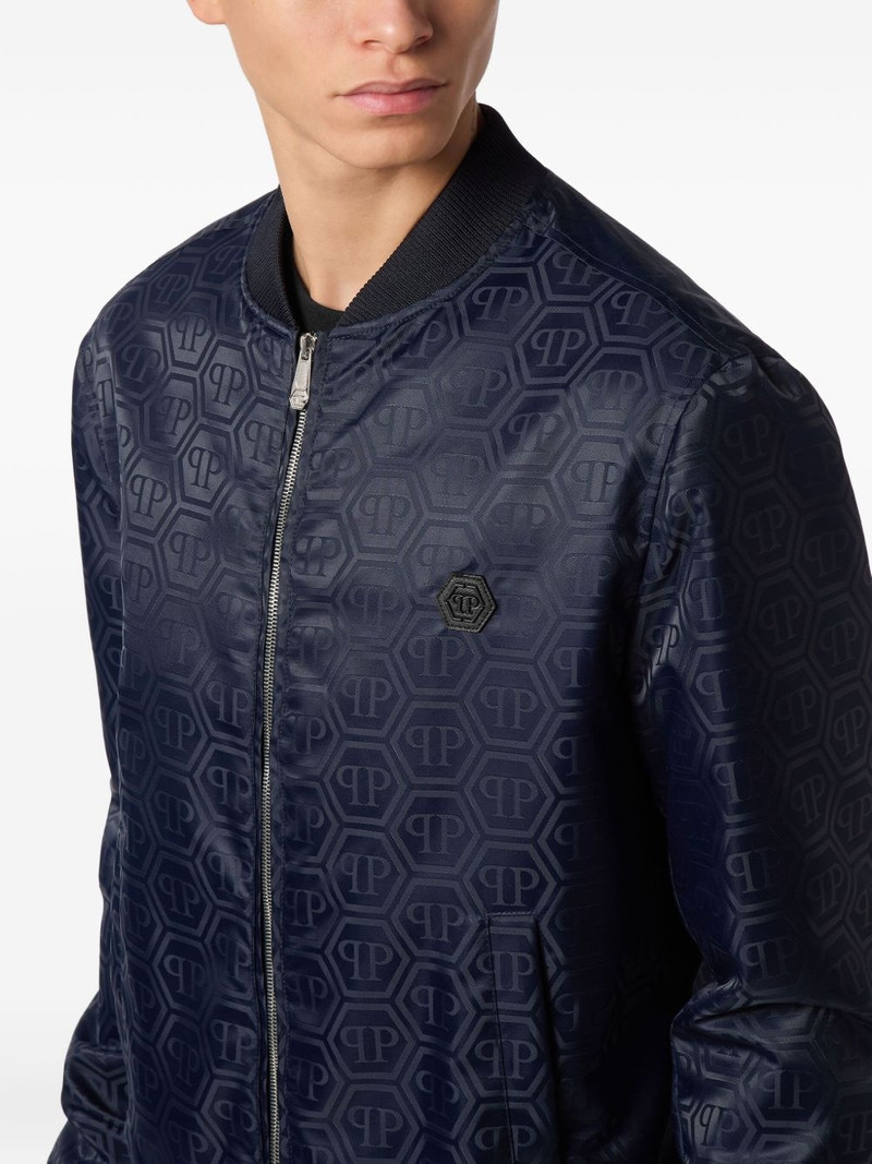 monogram-pattern bomber jacket 5