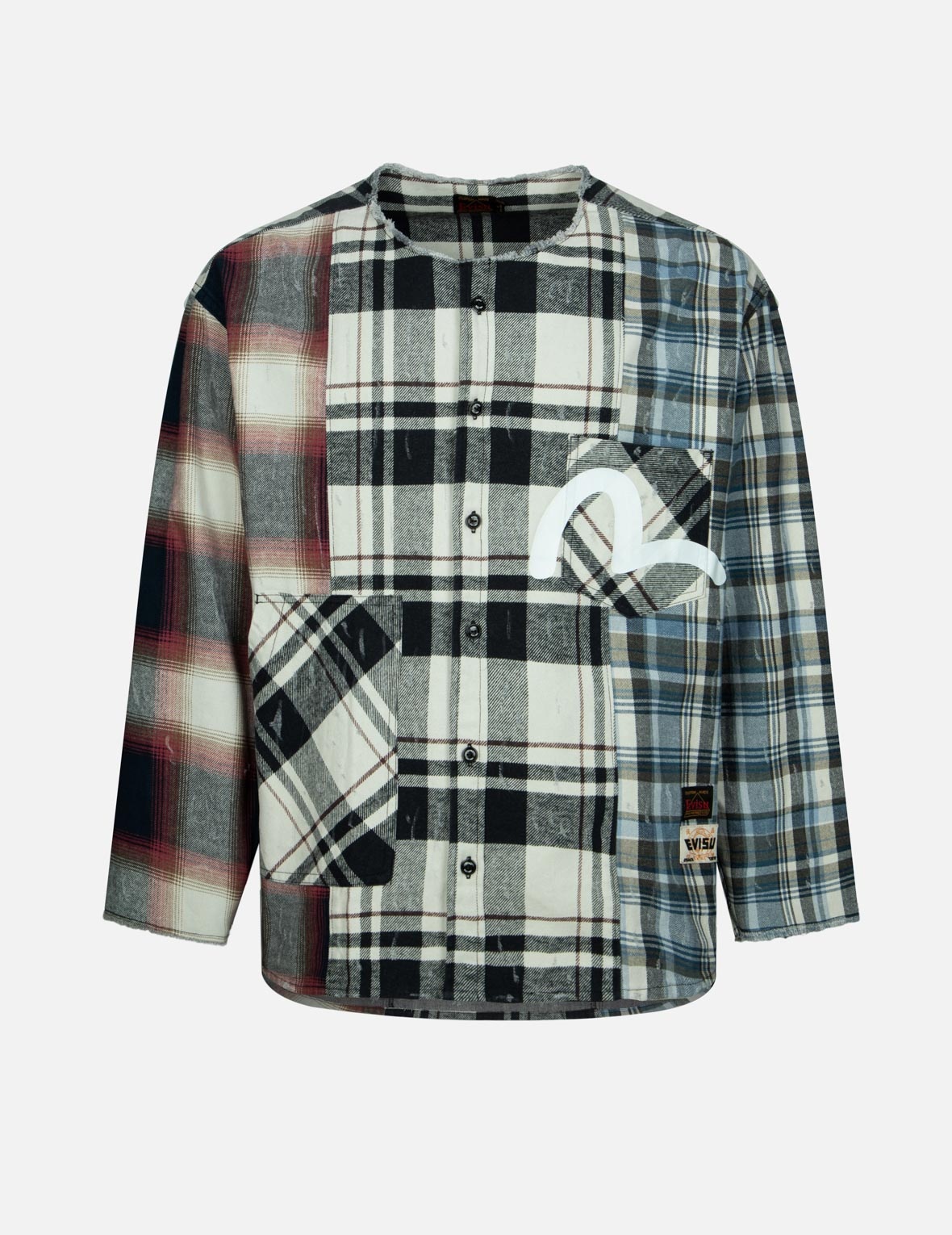 RAW EDGE PATCHWORK LOOSE FIT SHIRT - 1