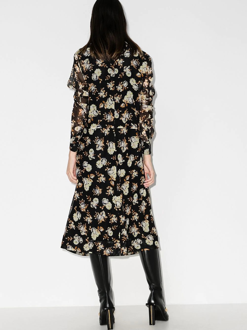 floral-print puff-sleeve dress - 3