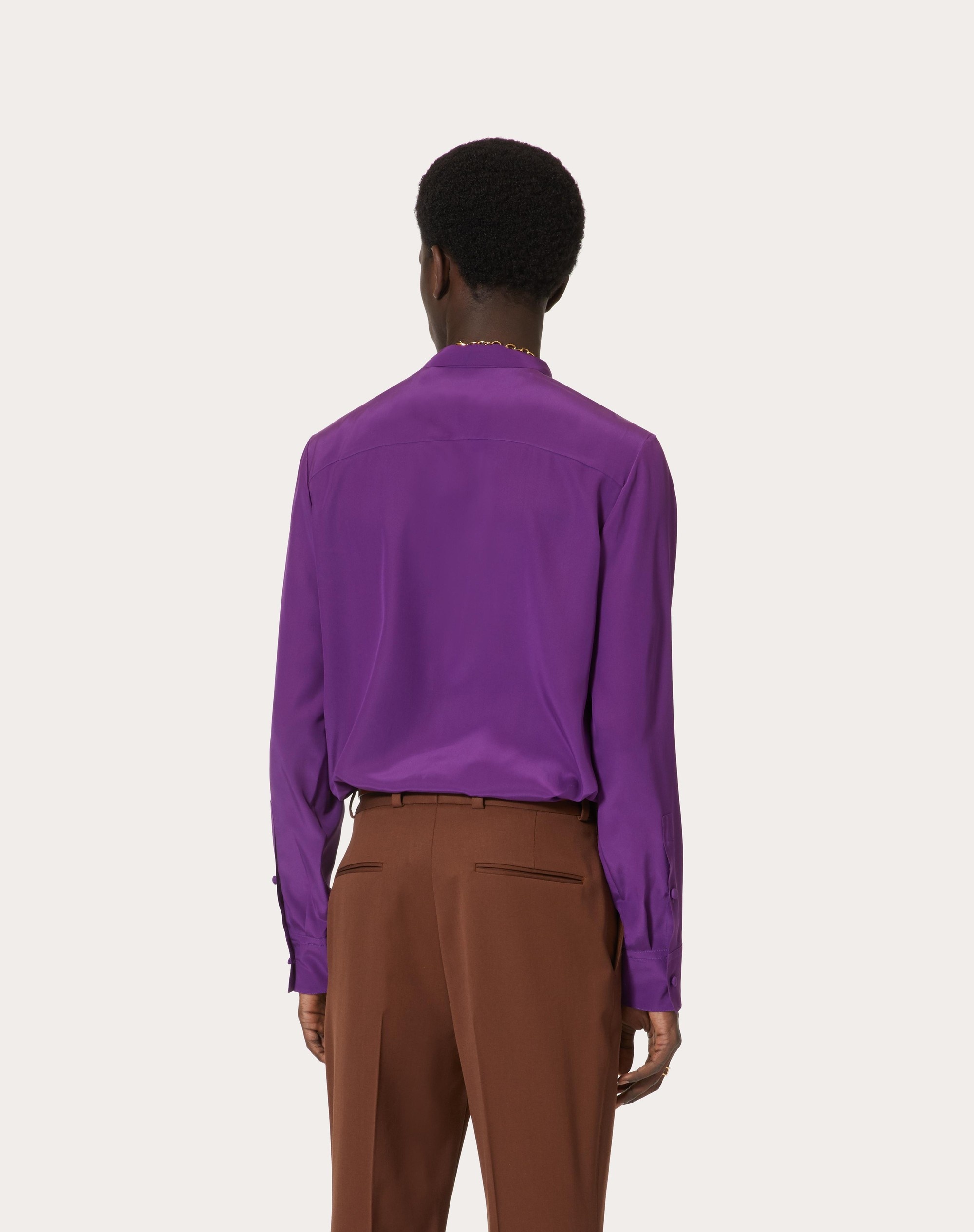 WASHED SILK SHIRT WITH NECK TIE - 4